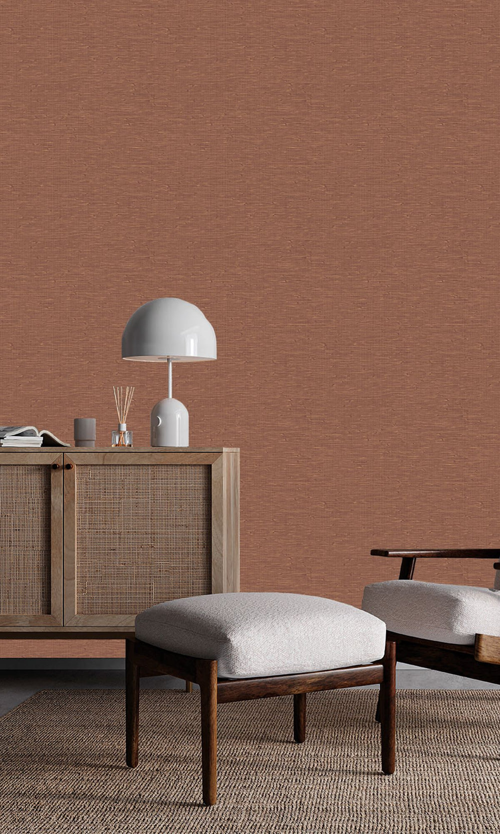 Spiced Cinnamon Faux Grasscloth Effect Wallpaper R9901