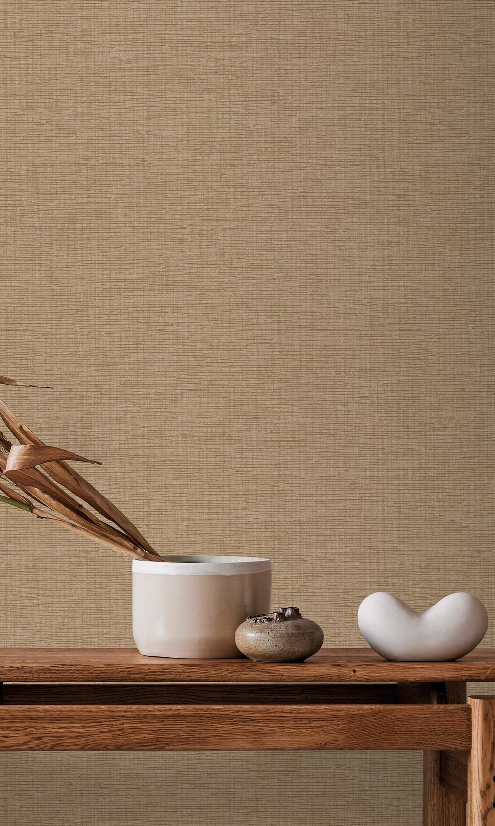 French Oak Faux Grasscloth Effect Wallpaper R9902