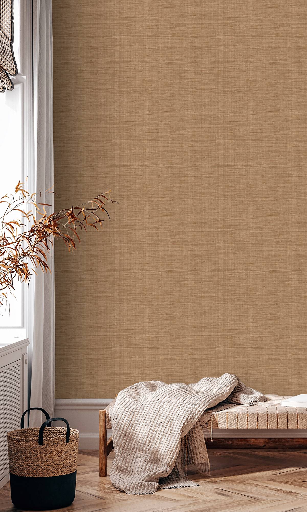 Cinnamon Twist Faux Grasscloth Effect Wallpaper R9903