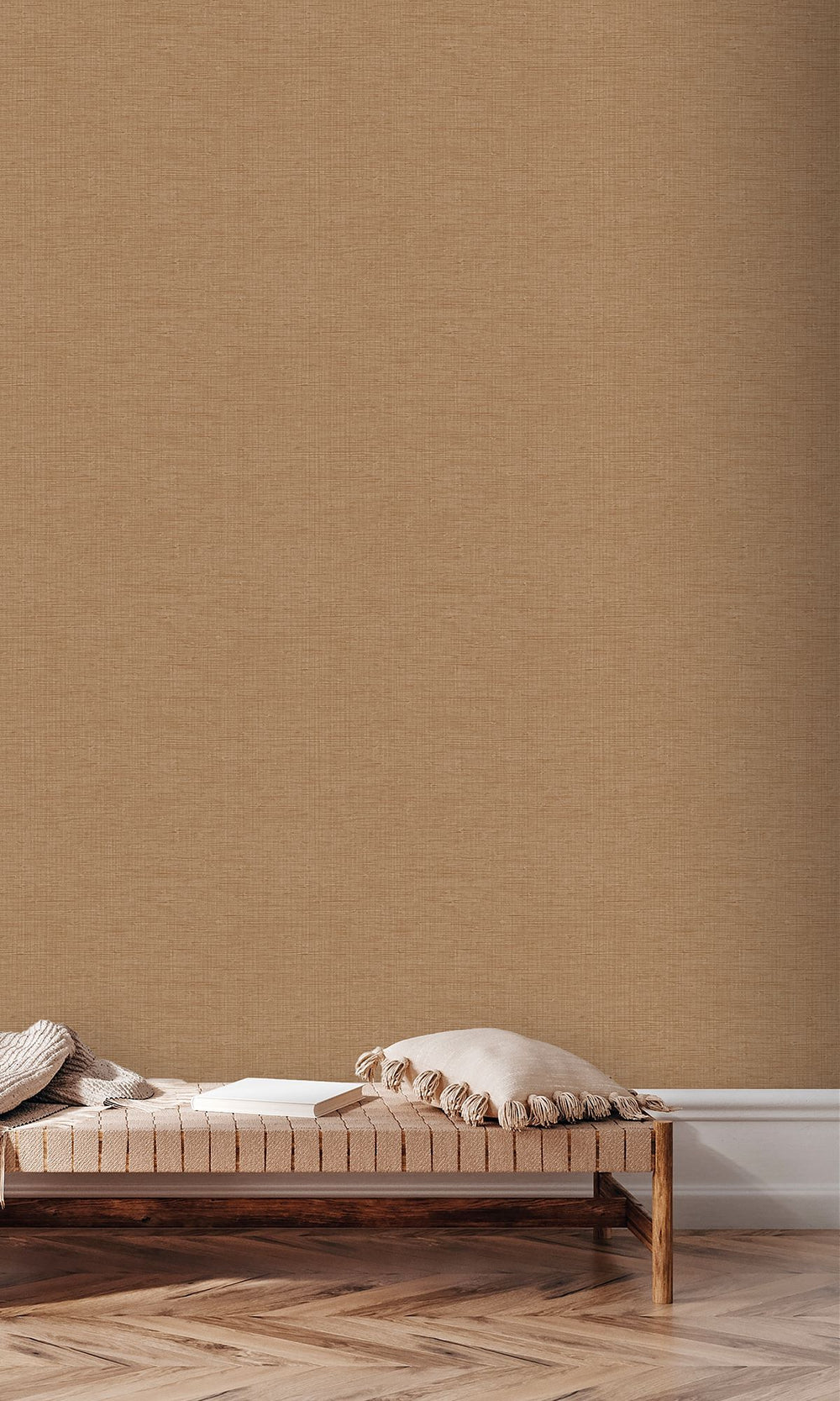 Cinnamon Twist Faux Grasscloth Effect Wallpaper R9903