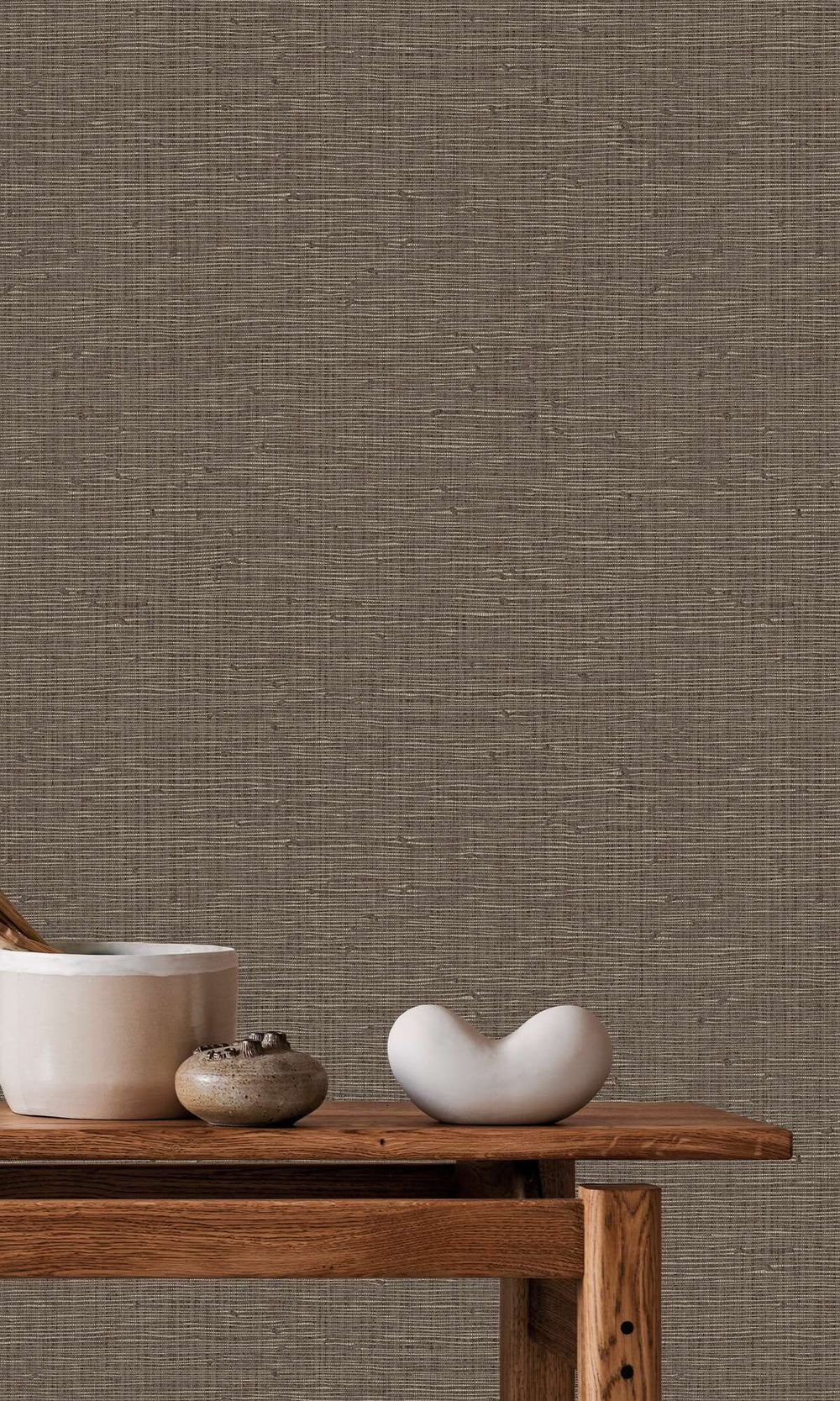 Morel Faux Grasscloth Effect Wallpaper R9905