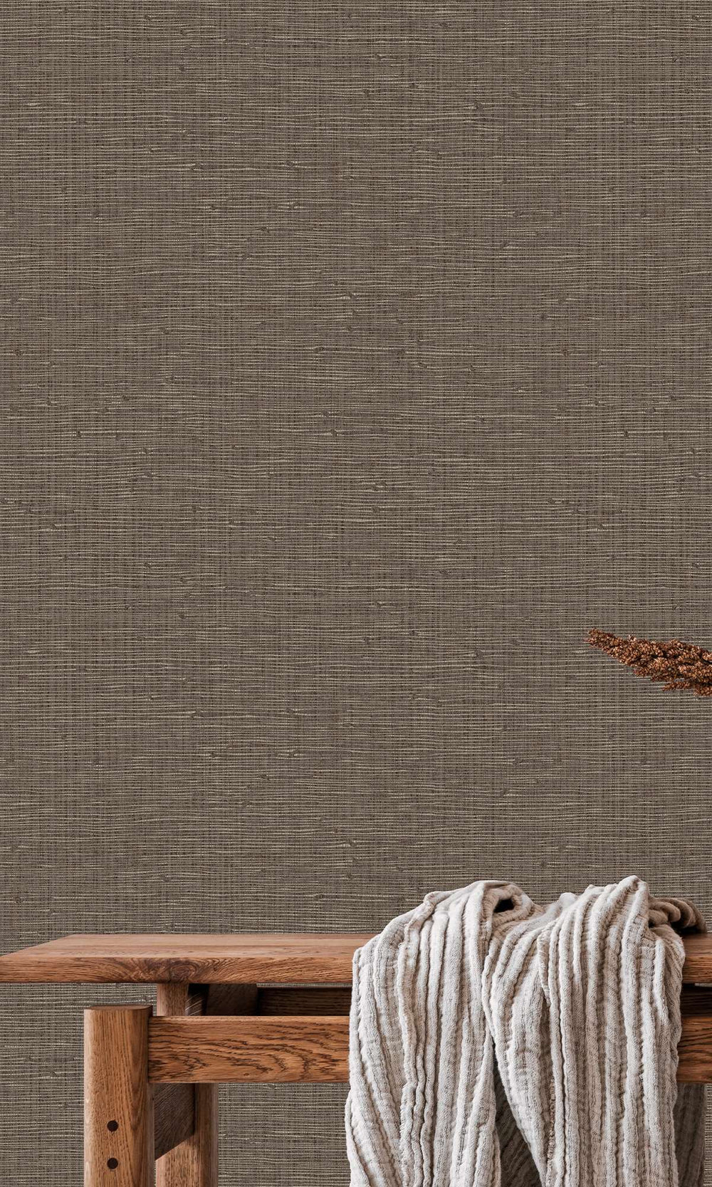 Morel Faux Grasscloth Effect Wallpaper R9905