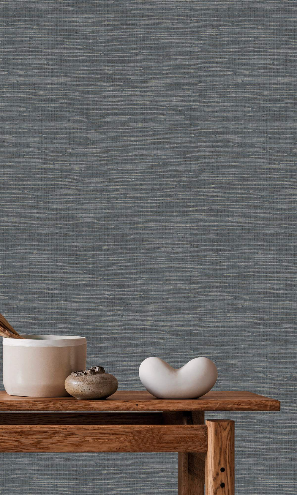 Midnight Grey Faux Grasscloth Effect Wallpaper R9908