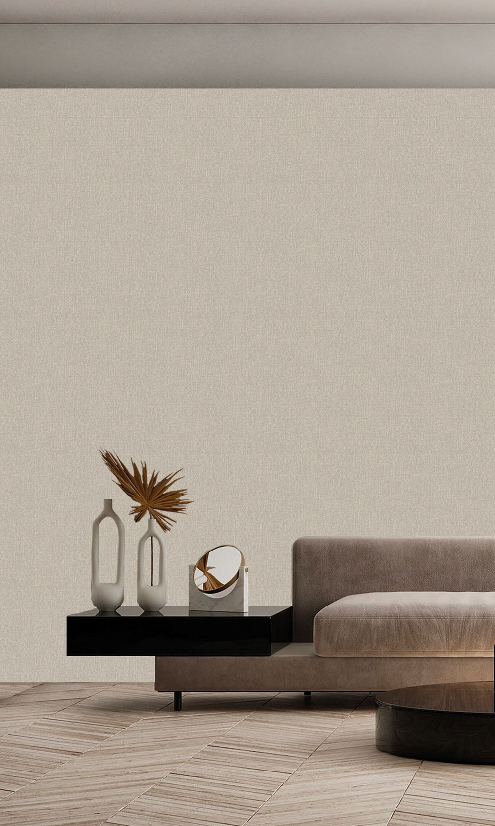 Barnwood Grey Scratched Fabric Print Wallpaper R9912