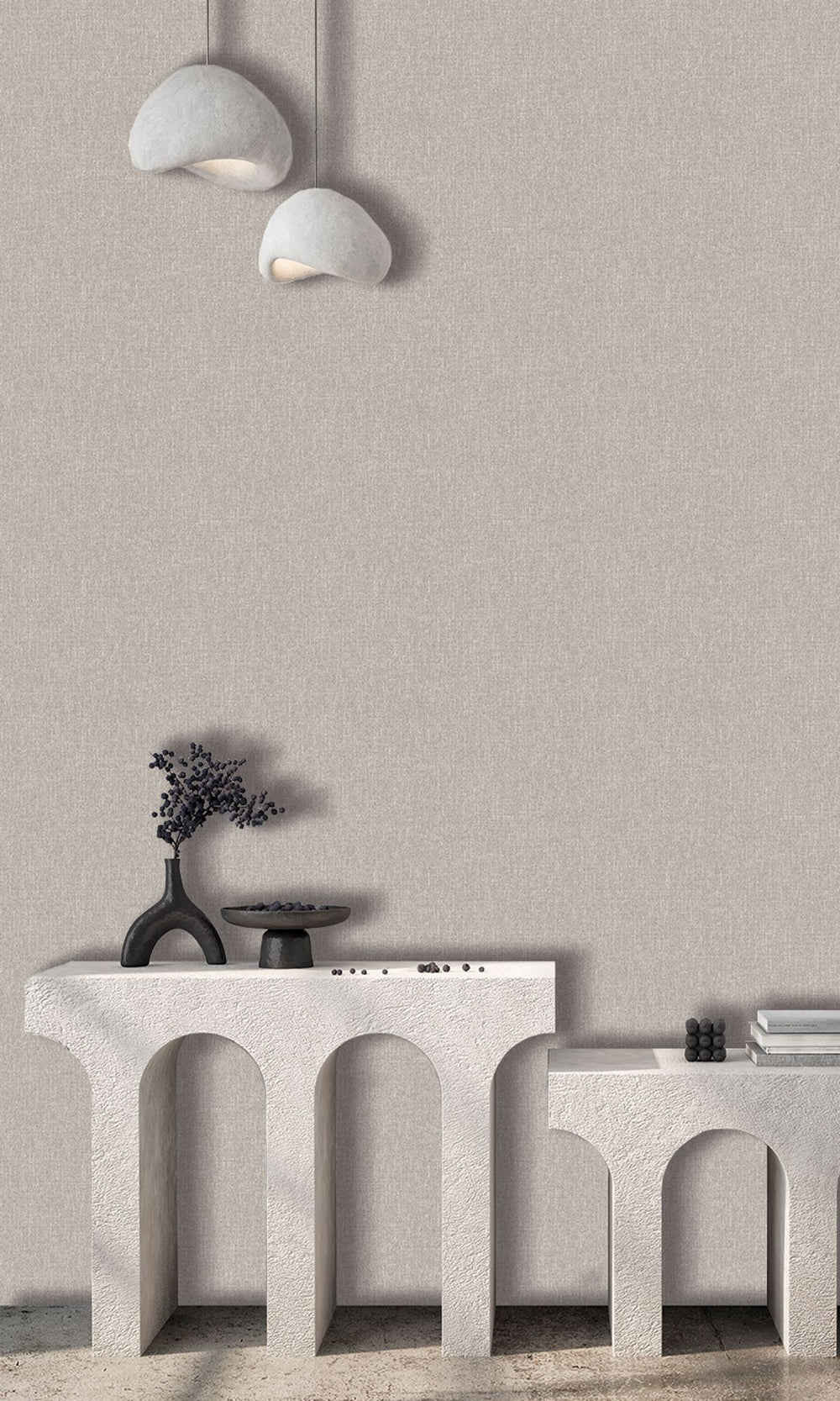 Chateau Grey Scratched Fabric Print Wallpaper R9914