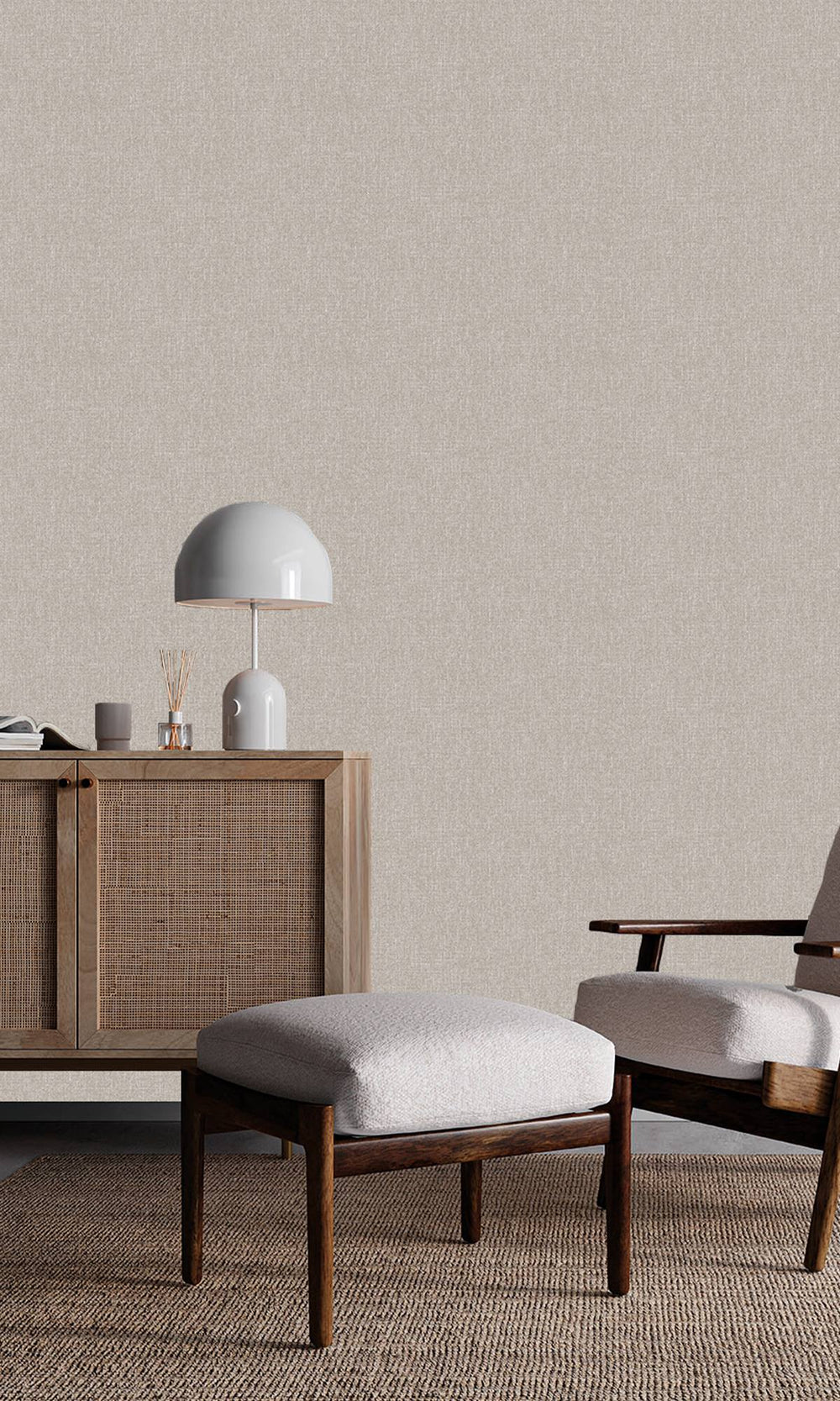 Chateau Grey Scratched Fabric Print Wallpaper R9914