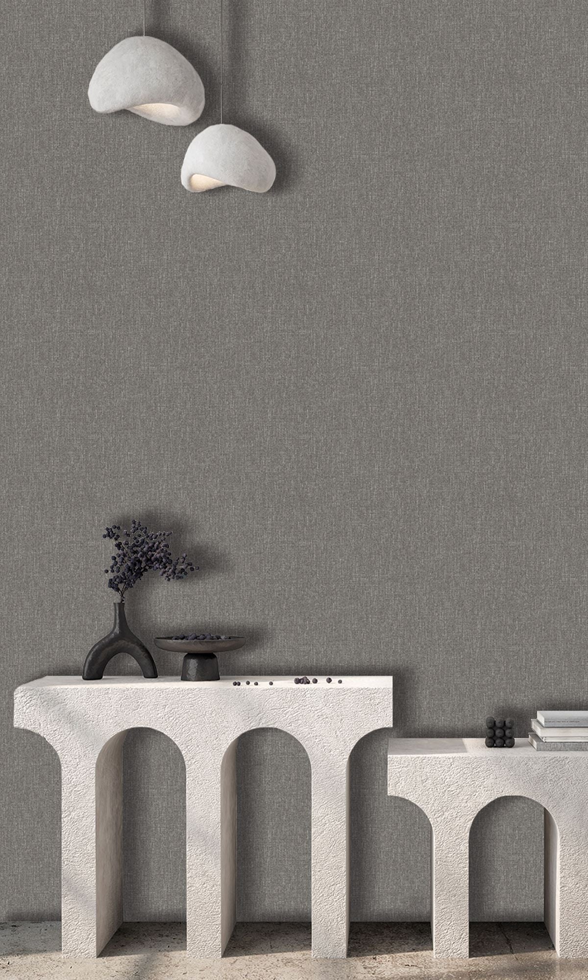 Storm Dust Grey Scratched Fabric Print Wallpaper R9916