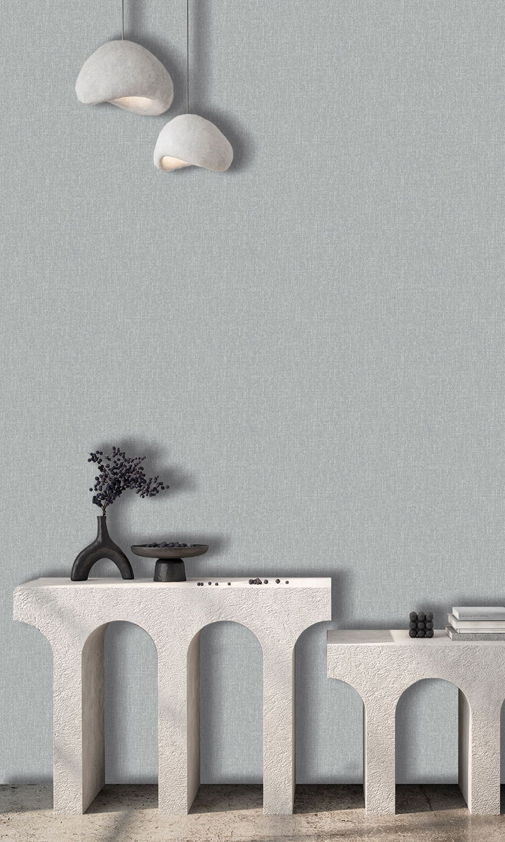 Mirage Grey Scratched Fabric Print Wallpaper R9917