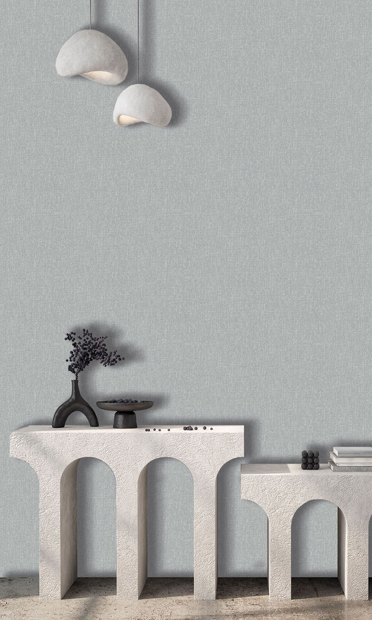 Mirage Grey Scratched Fabric Print Wallpaper R9917