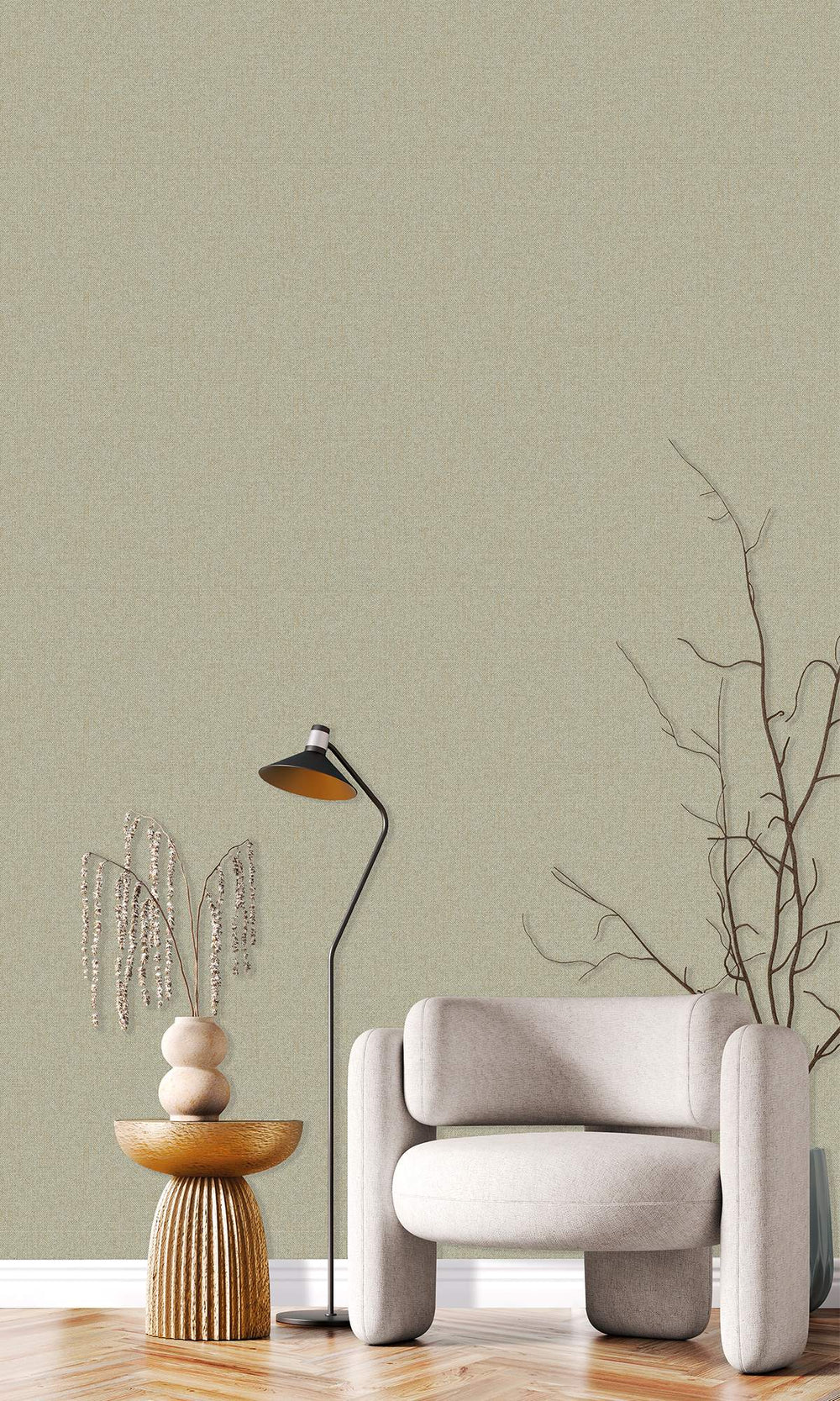Heathered Grey Scratched Fabric Print Wallpaper R9919