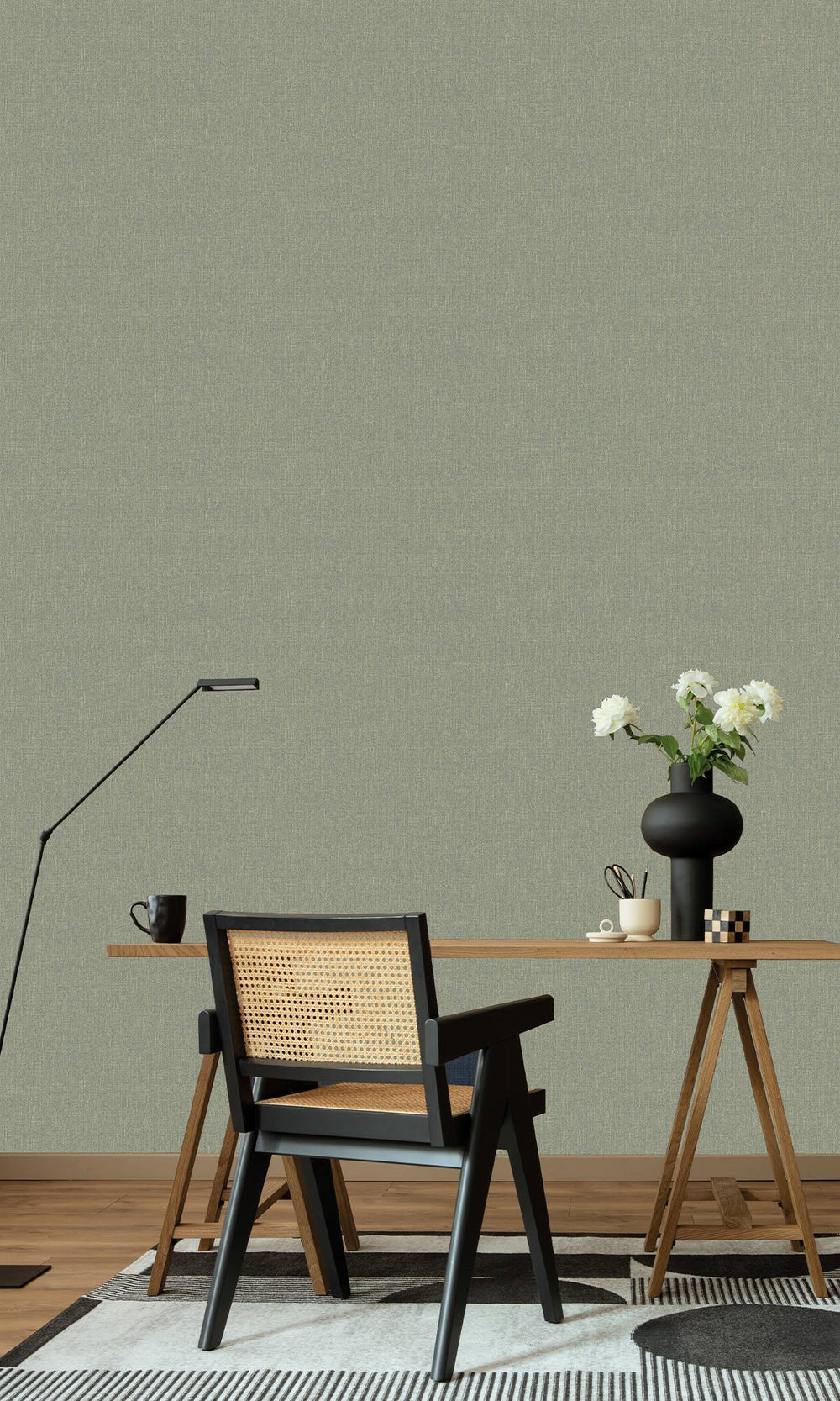 Thyme Green Scratched Fabric Print Wallpaper R9920