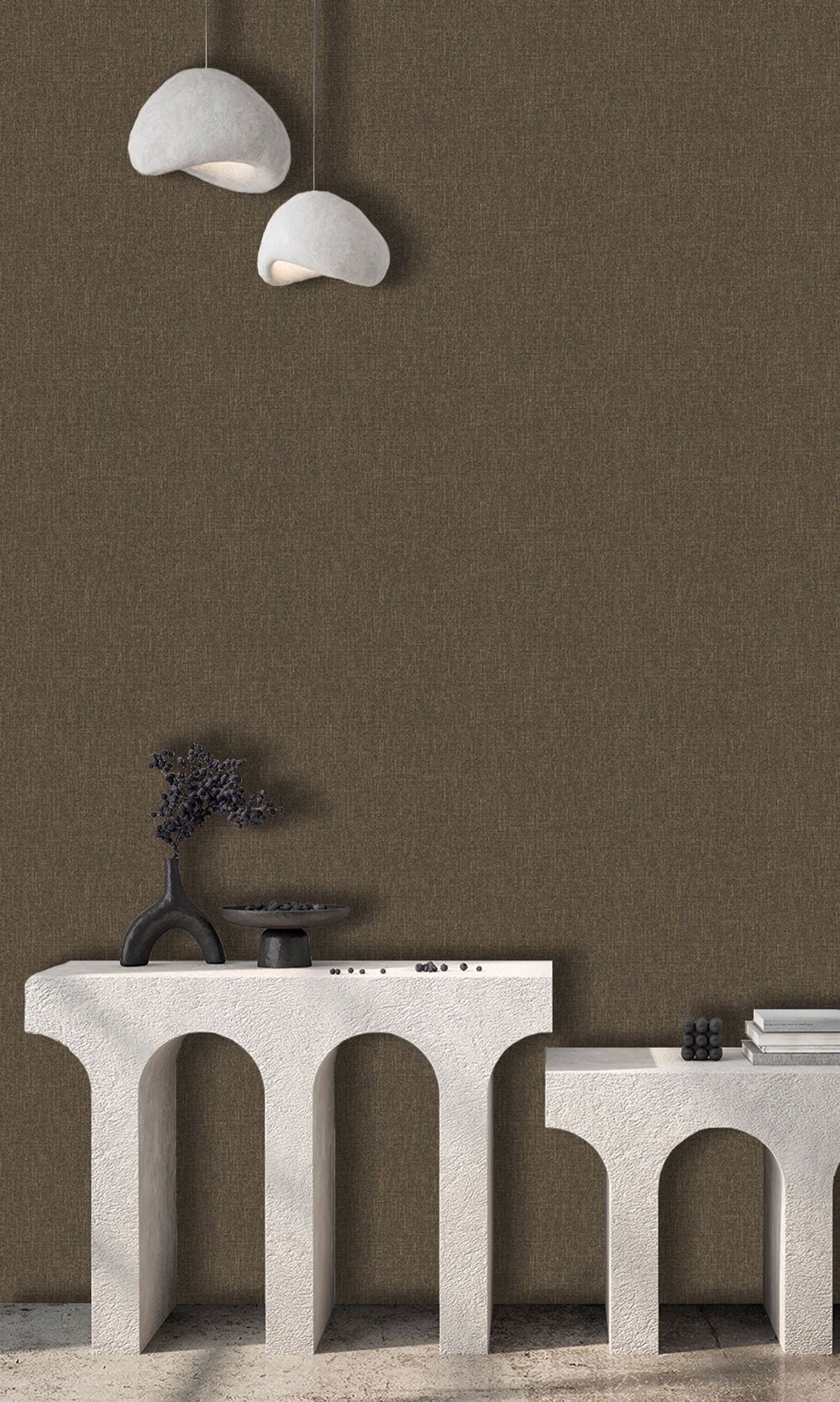 Metallic Bronze Scratched Fabric Print Wallpaper R9922