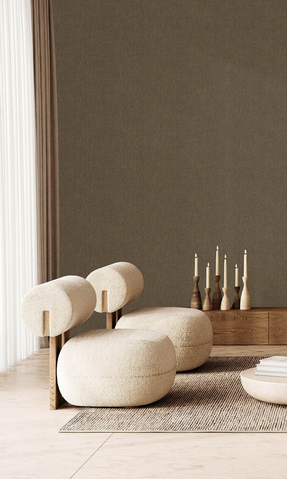 Metallic Bronze Scratched Fabric Print Wallpaper R9922