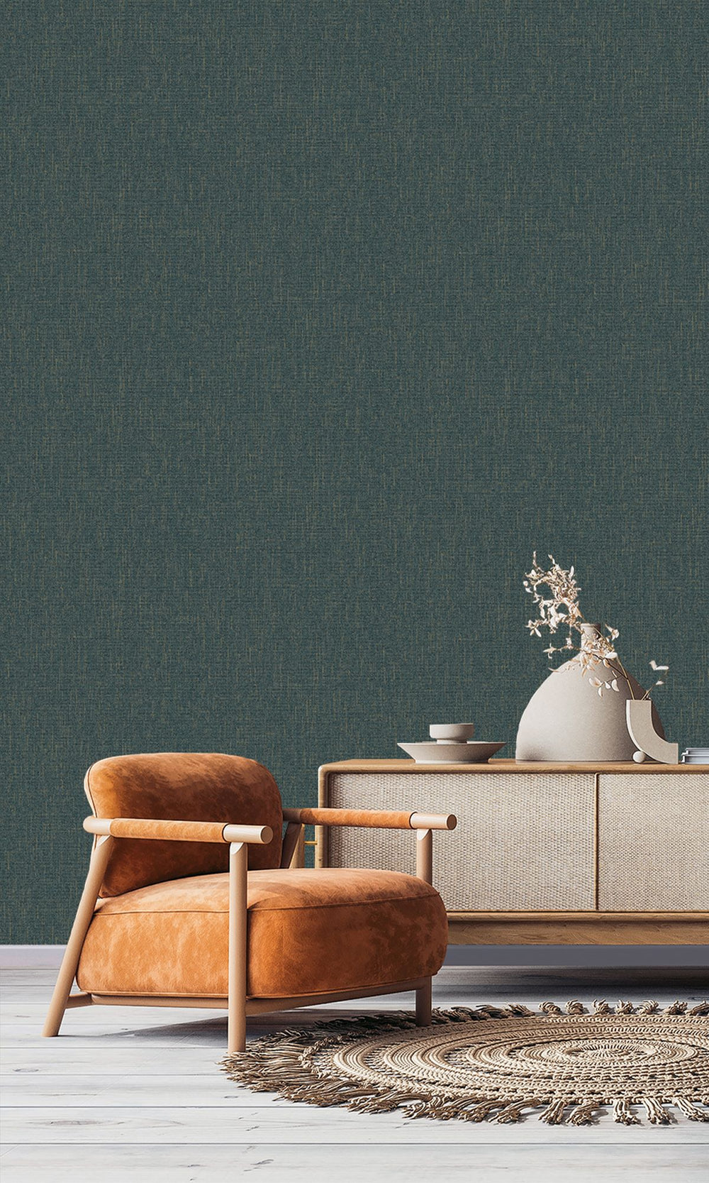 Fiord Blue Scratched Fabric Print Wallpaper R9923