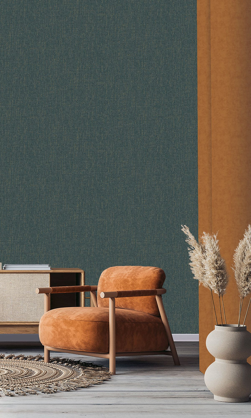 Fiord Blue Scratched Fabric Print Wallpaper R9923