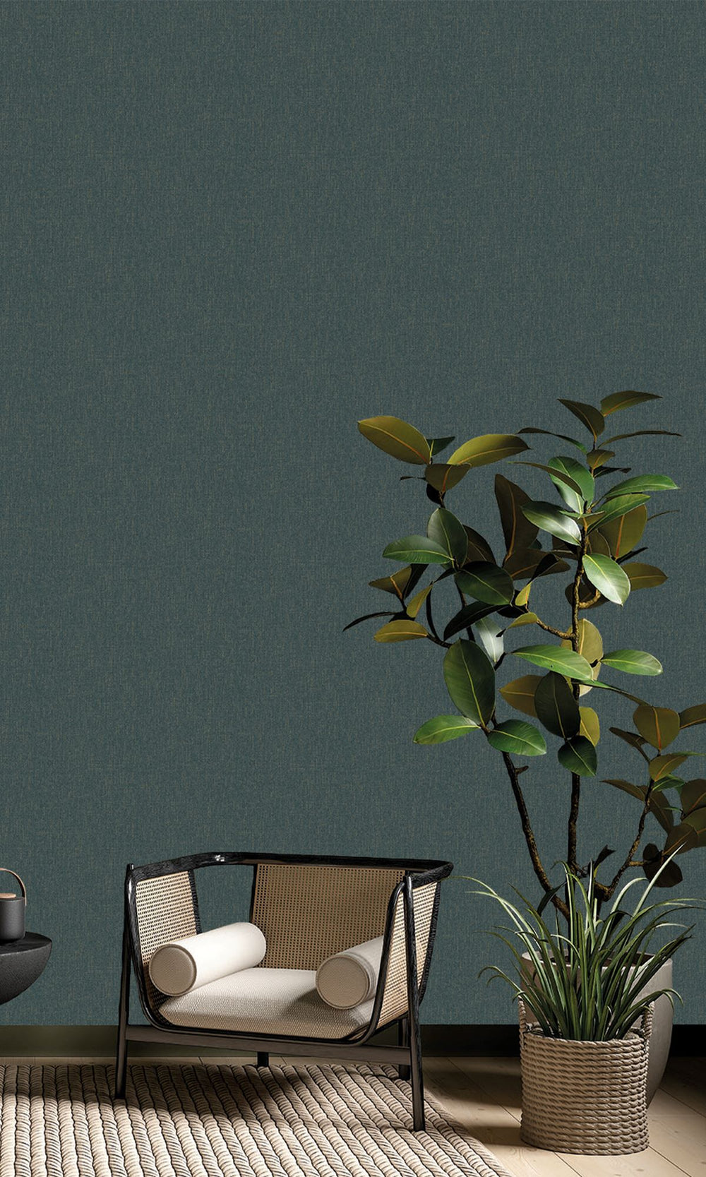 Fiord Blue Scratched Fabric Print Wallpaper R9923