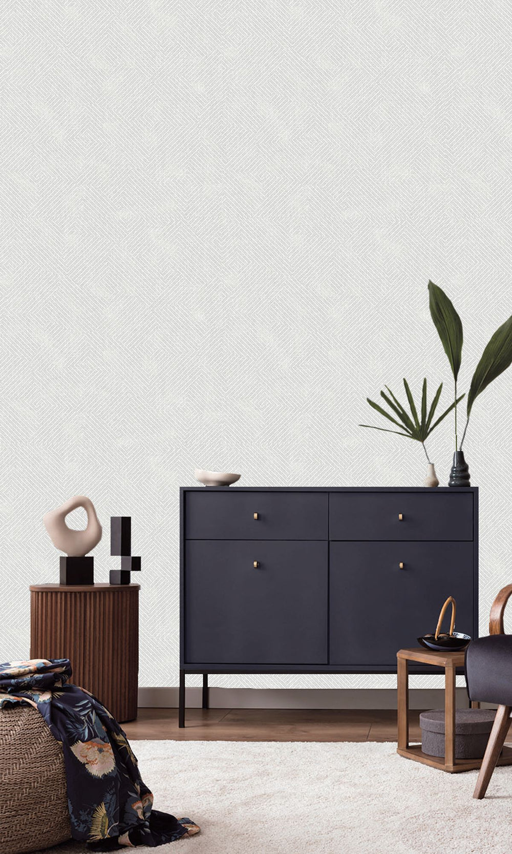 Glacier Grey Khaki Print Wallpaper R9924