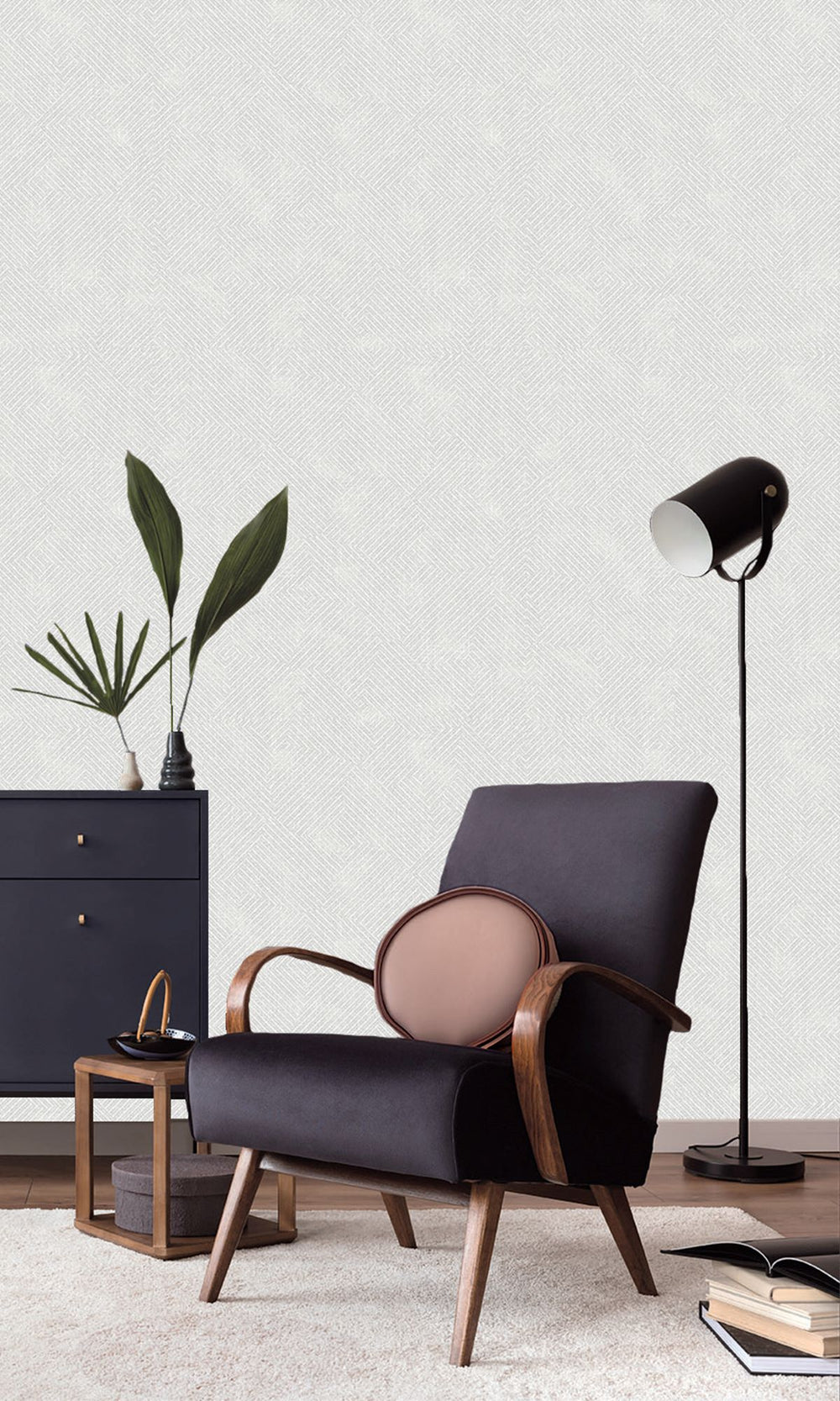 Glacier Grey Khaki Print Wallpaper R9924