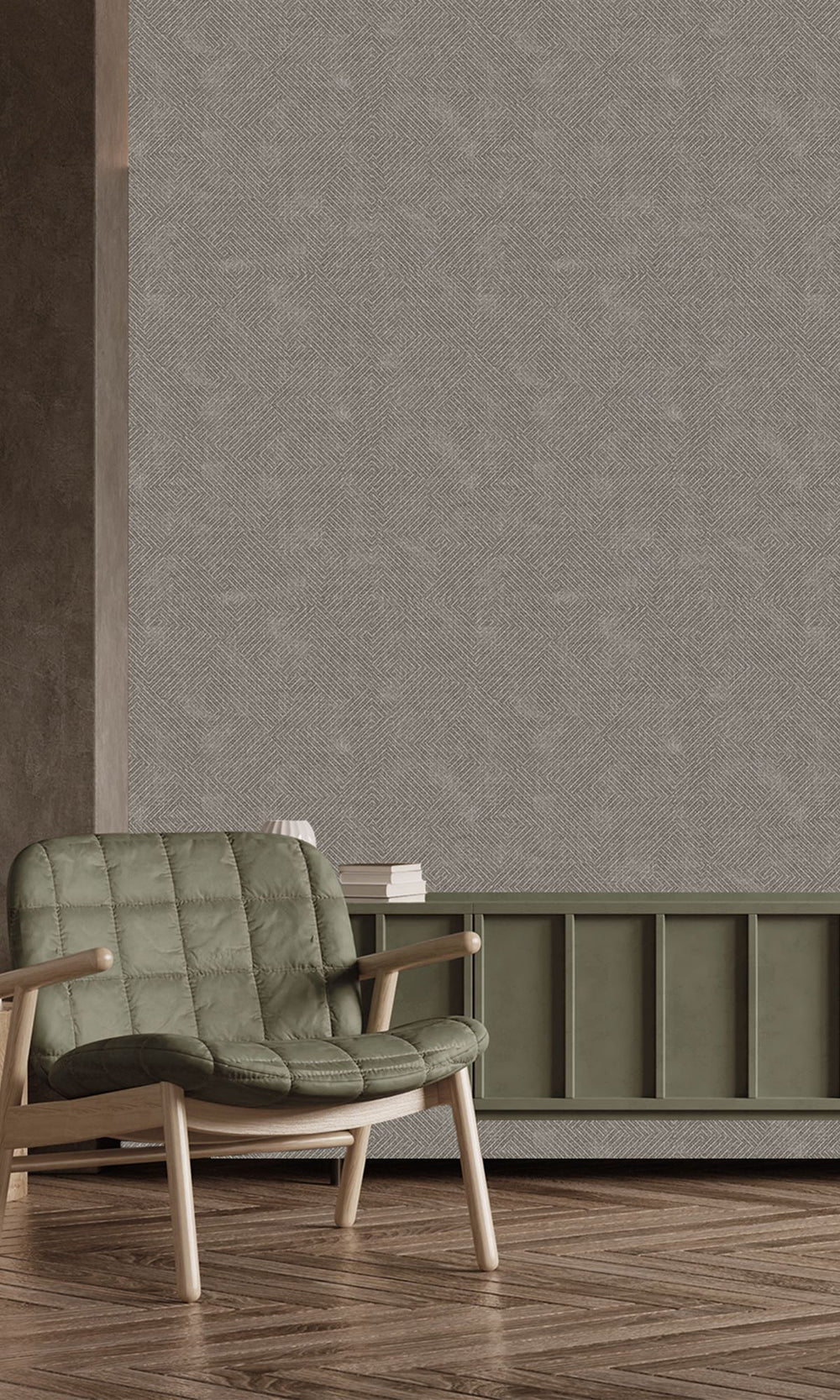 Warm Grey Flannel Khaki Print Wallpaper R9929