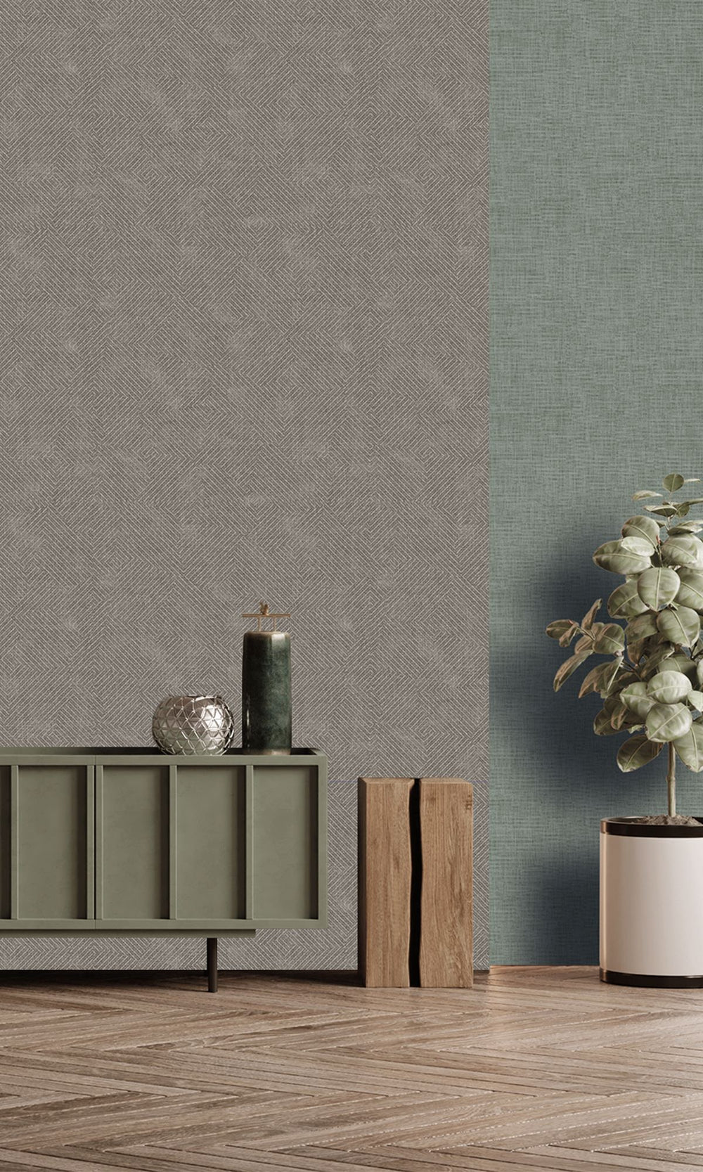 Warm Grey Flannel Khaki Print Wallpaper R9929