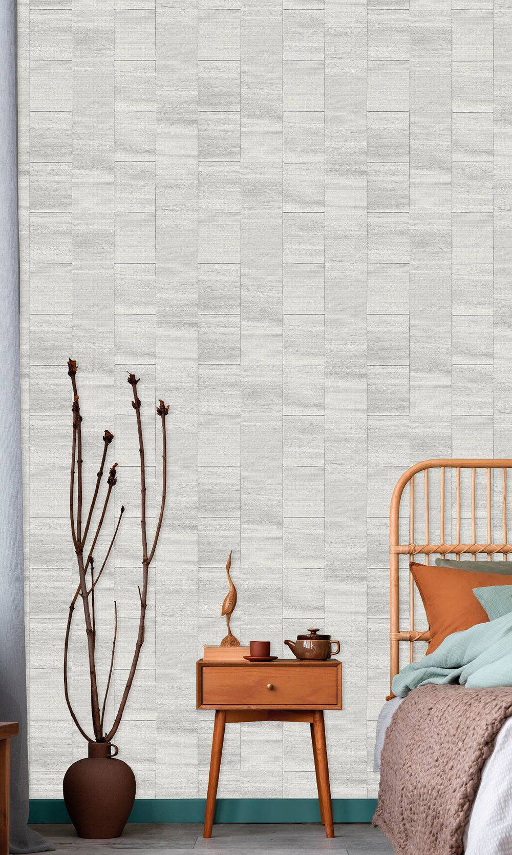 Orca White Checkered Denim Print Wallpaper R9930