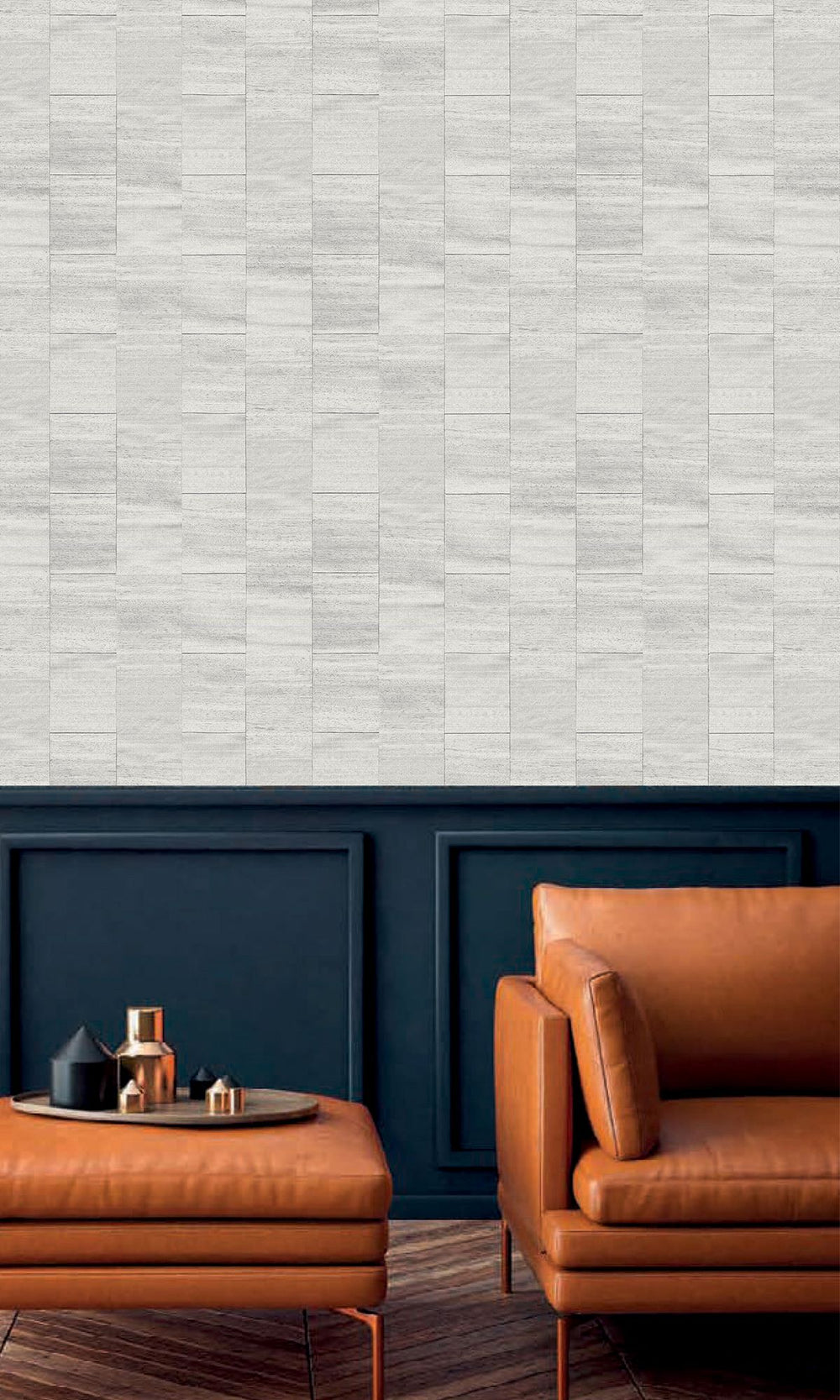 Orca White Checkered Denim Print Wallpaper R9930