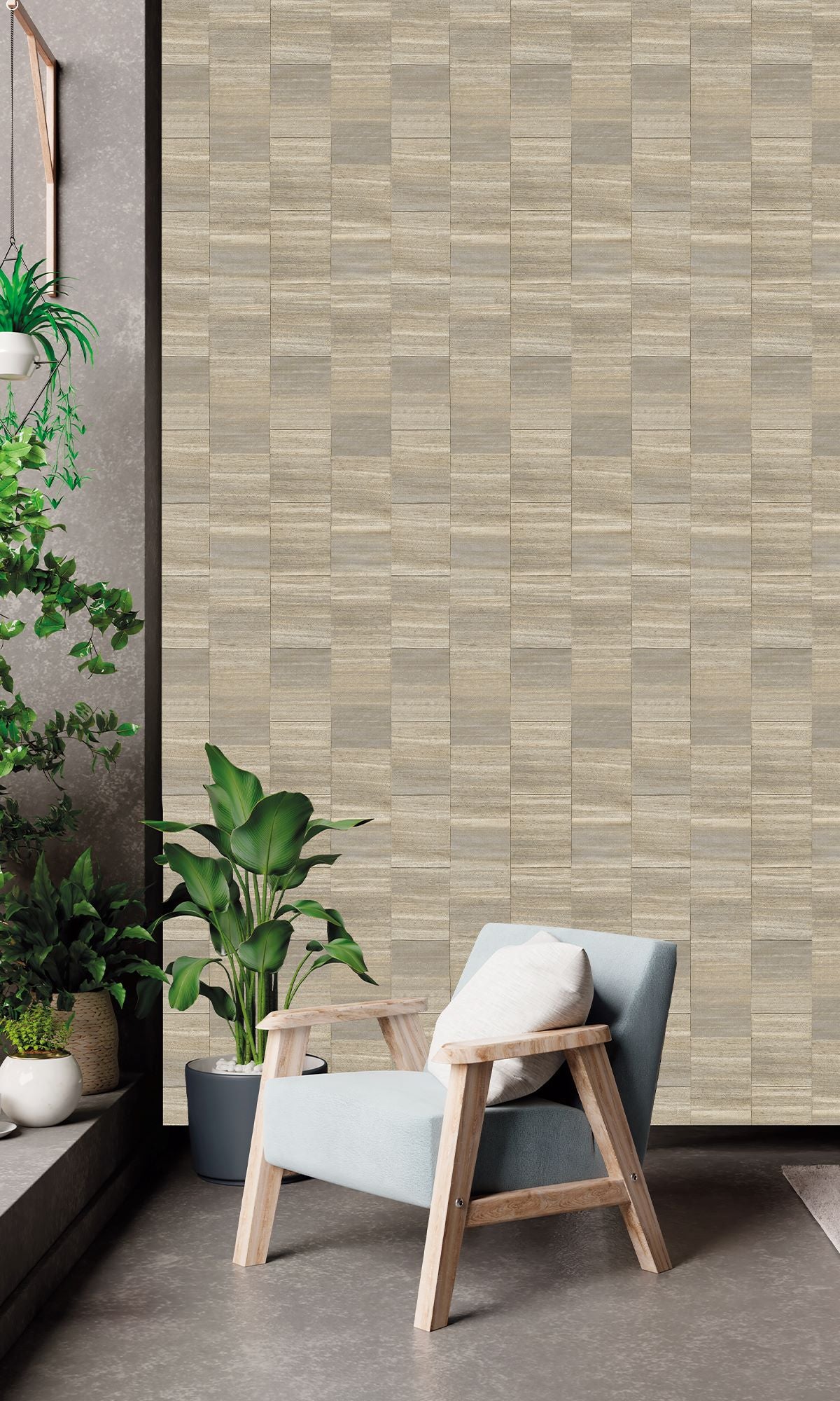 Stonehenge Greige Checkered Denim Print Wallpaper R9931
