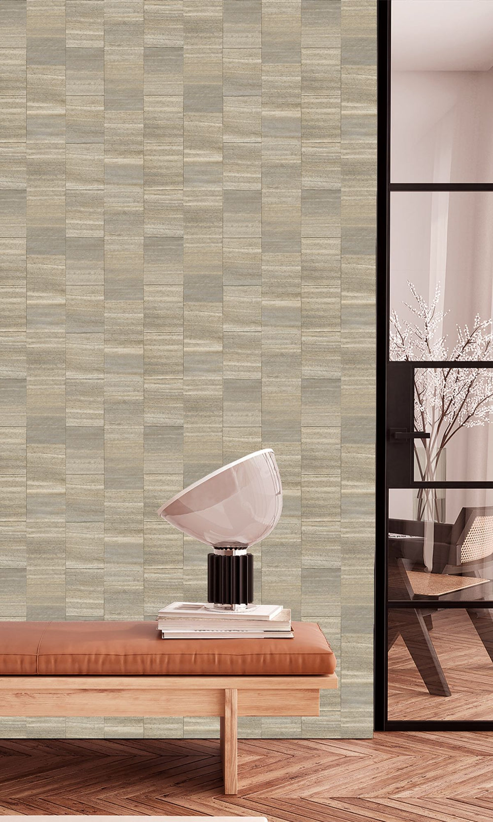 Stonehenge Greige Checkered Denim Print Wallpaper R9931