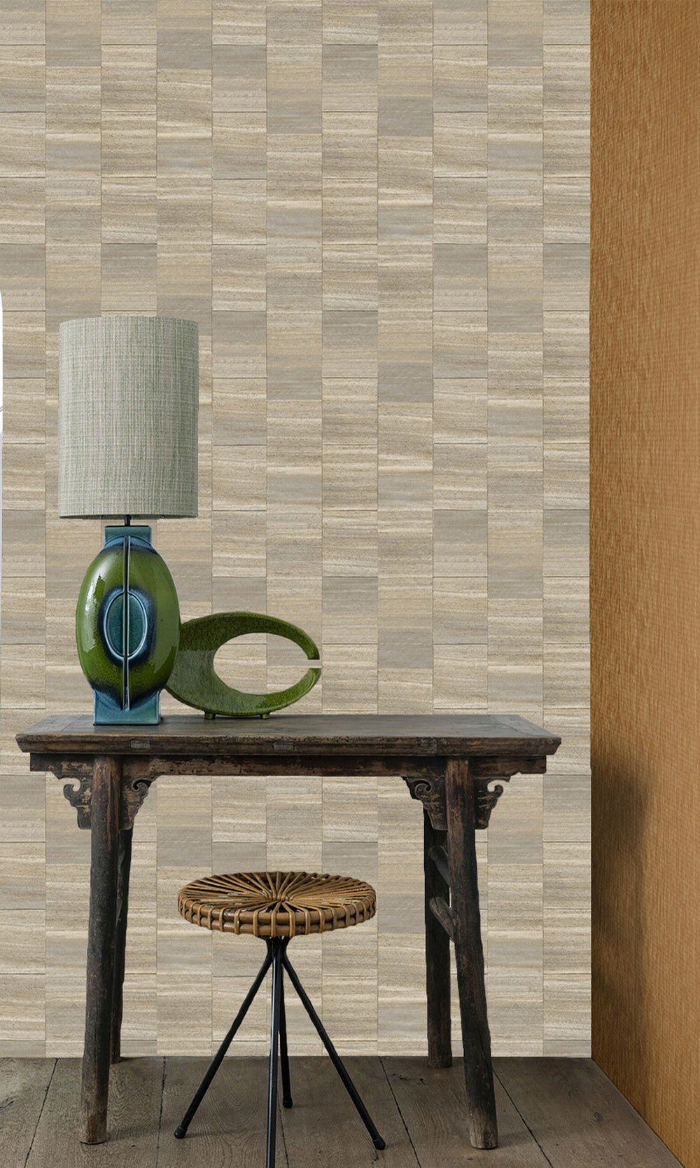 Stonehenge Greige Checkered Denim Print Wallpaper R9931