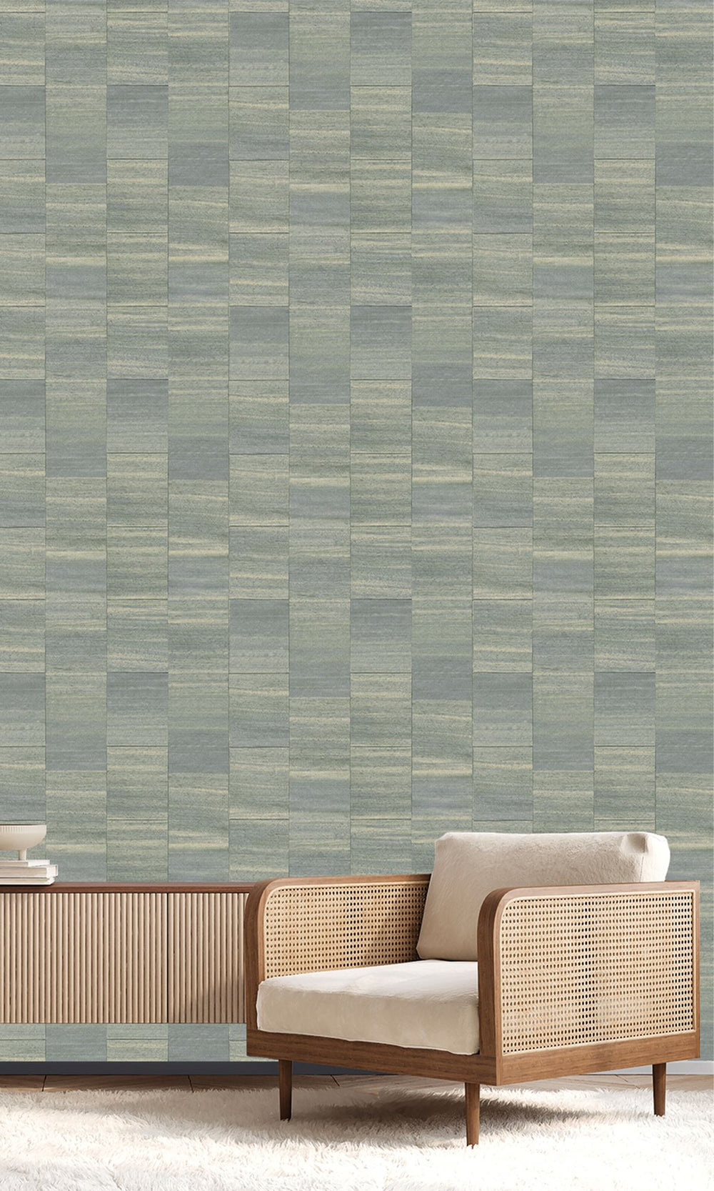 Grey Heron Checkered Denim Print Wallpaper R9933