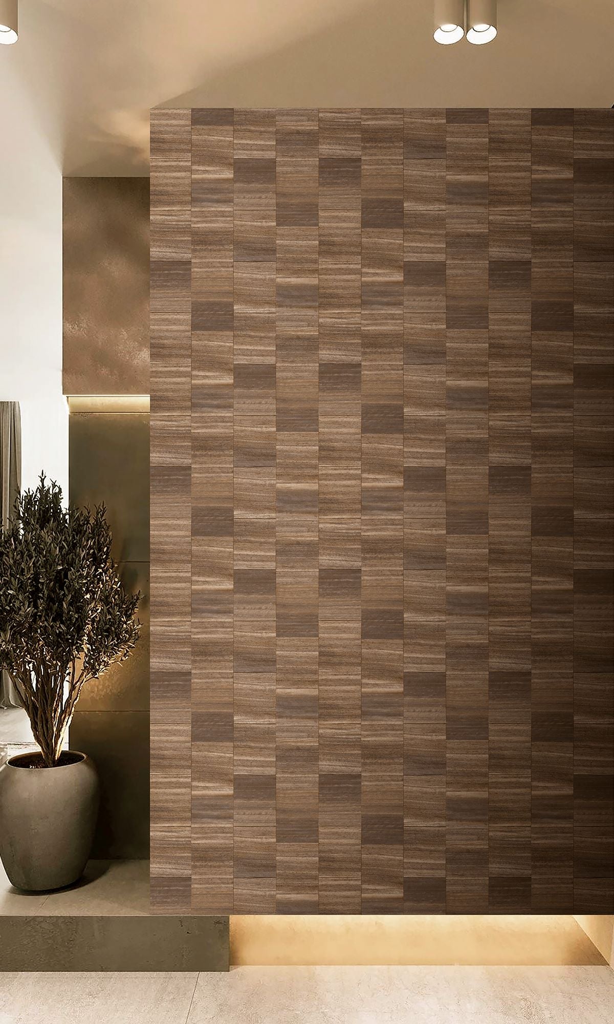 Greyish Brown Checkered Denim Print Wallpaper R9934