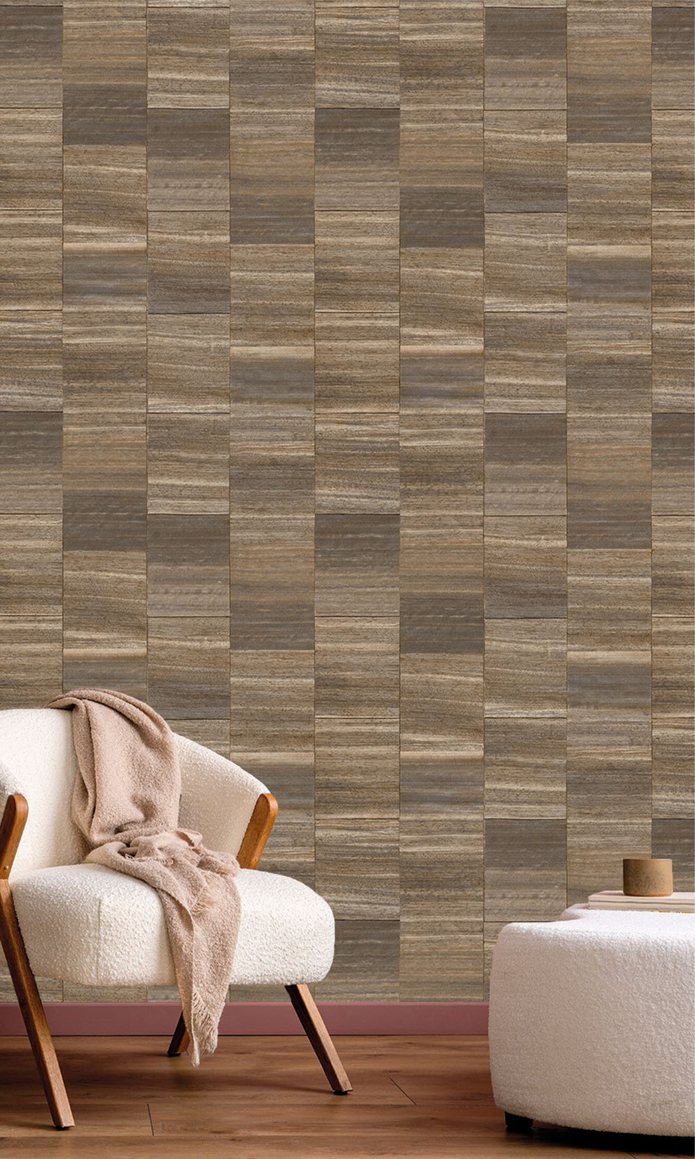 Greyish Brown Checkered Denim Print Wallpaper R9934