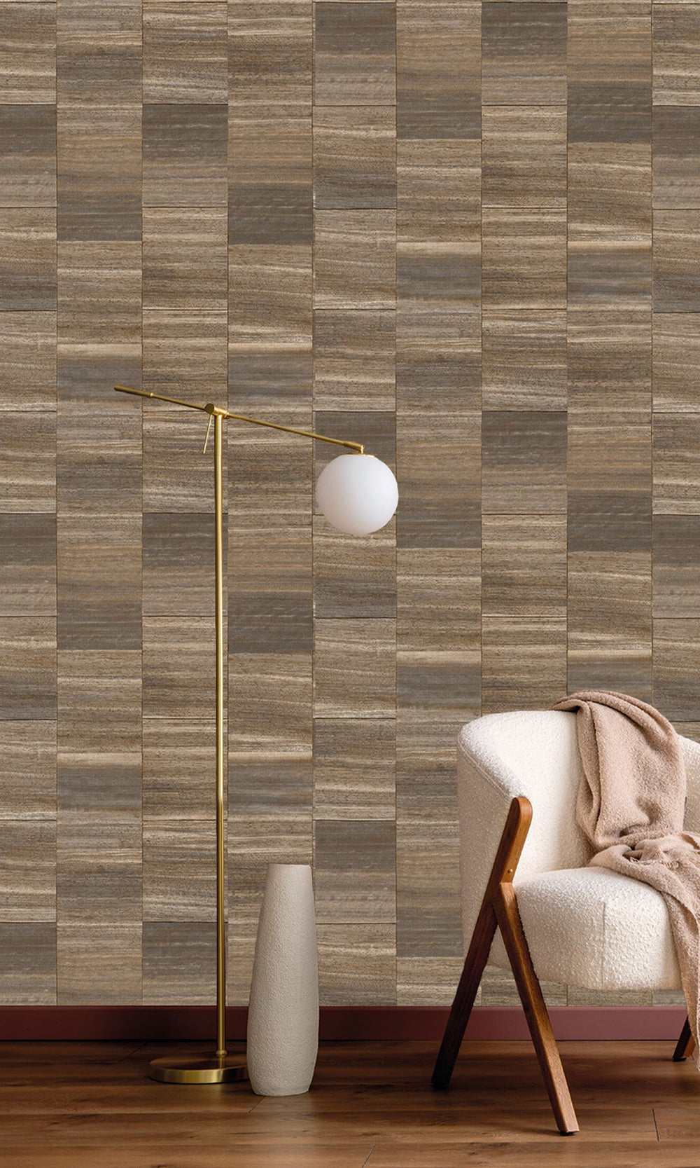 Greyish Brown Checkered Denim Print Wallpaper R9934