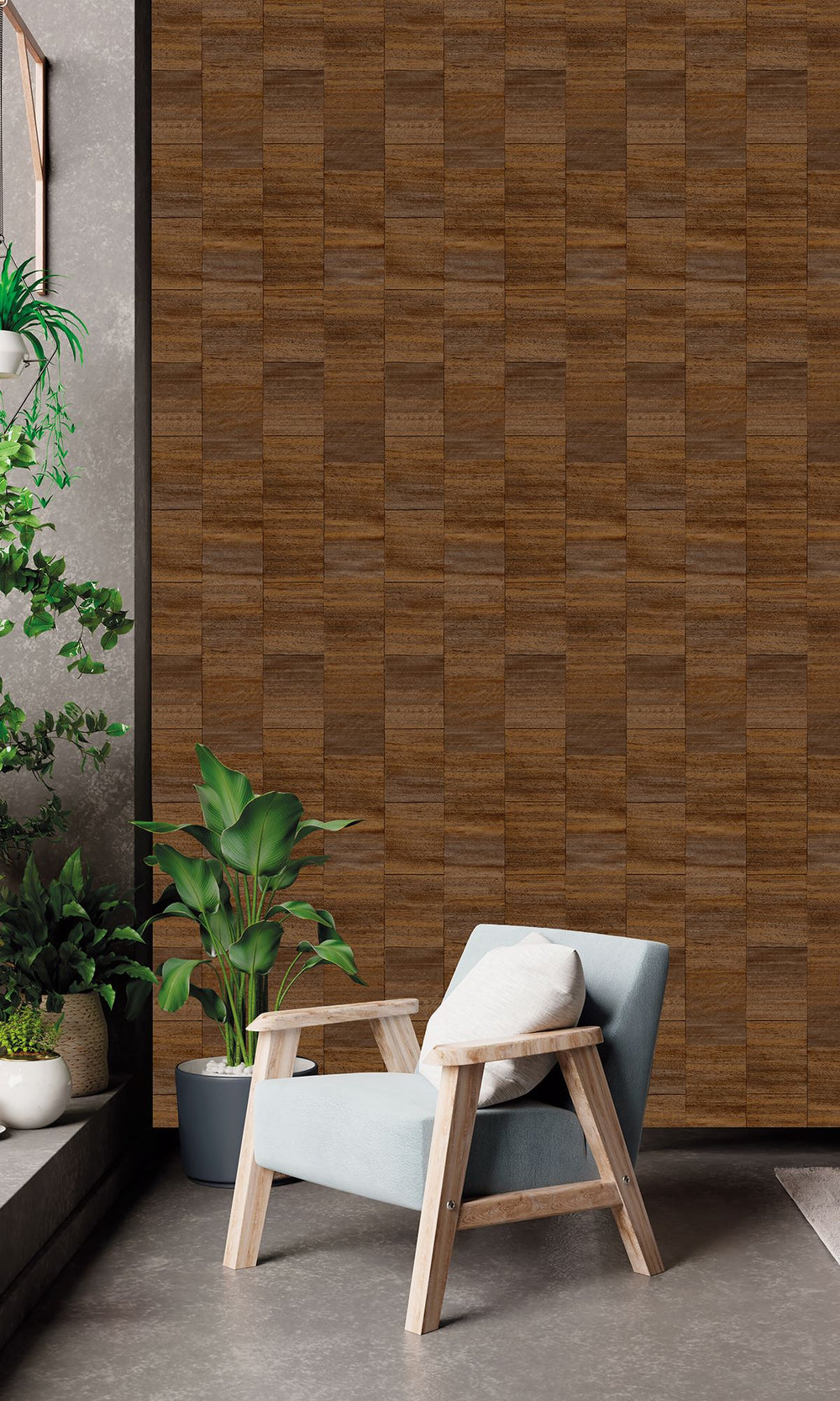Coffee Liqueur Checkered Denim Print Wallpaper R9935