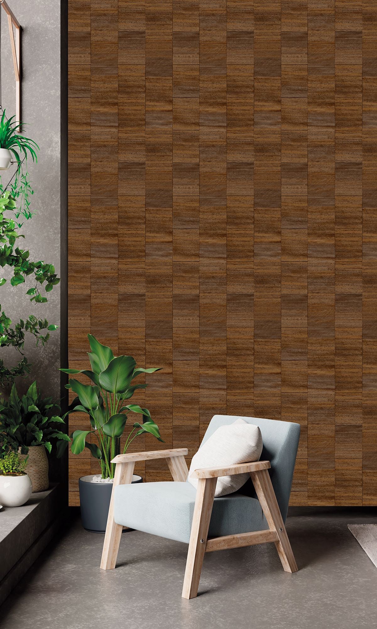 Coffee Liqueur Checkered Denim Print Wallpaper R9935