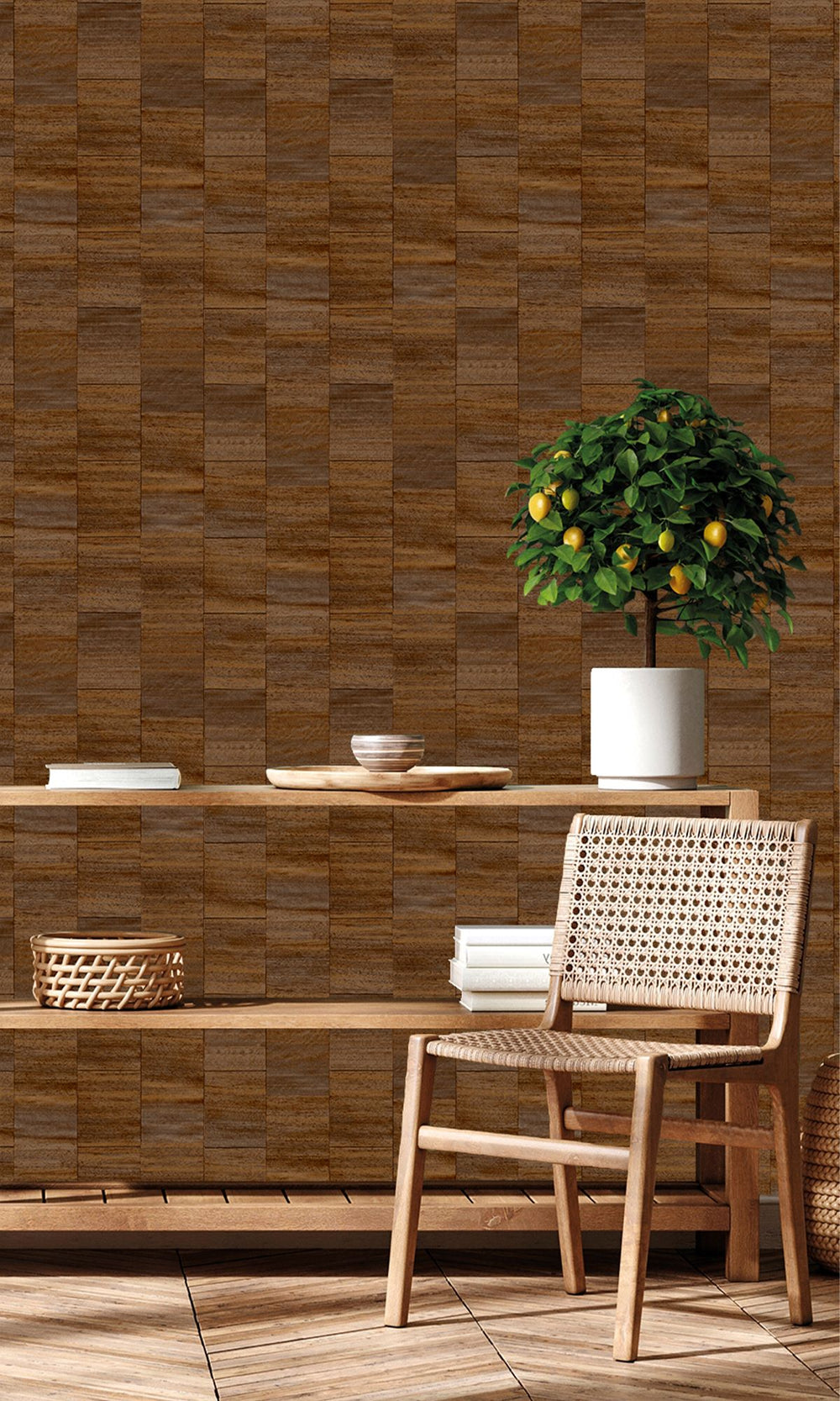 Coffee Liqueur Checkered Denim Print Wallpaper R9935