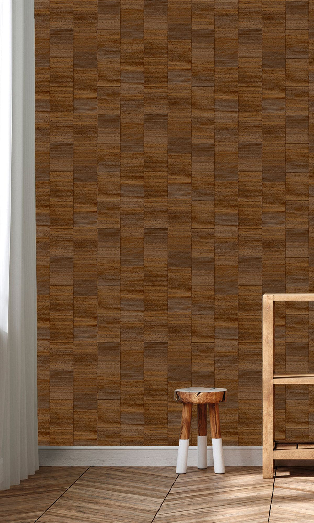Coffee Liqueur Checkered Denim Print Wallpaper R9935