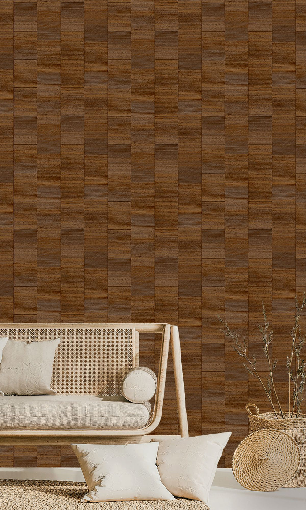 Coffee Liqueur Checkered Denim Print Wallpaper R9935