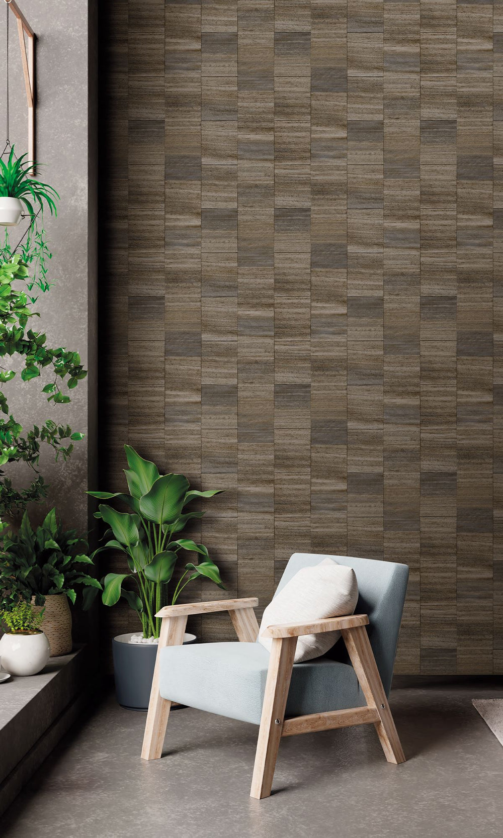 Graphite Grey Checkered Denim Print Wallpaper R9936