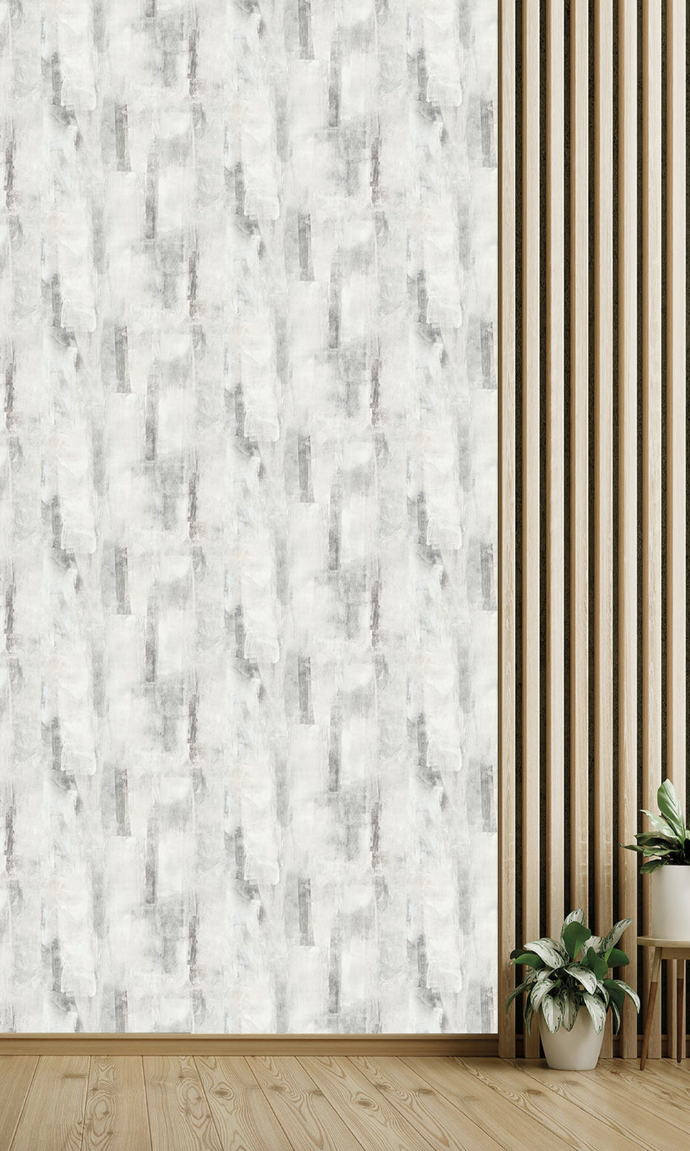 Lace Veil & Natural Grey Scattered Block Faux Concrete Wallpaper R9937