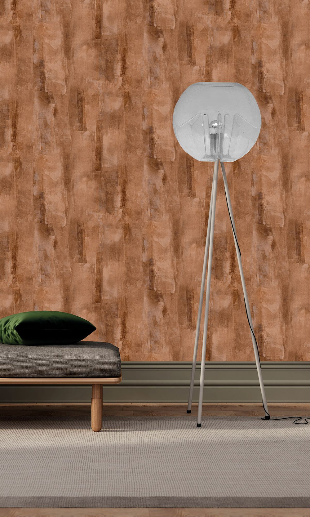 Whippet & Glazed Pears Scattered Block Faux Concrete Wallpaper R9939