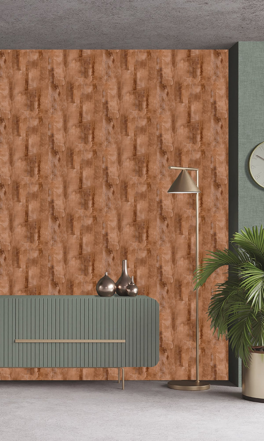 Whippet & Glazed Pears Scattered Block Faux Concrete Wallpaper R9939