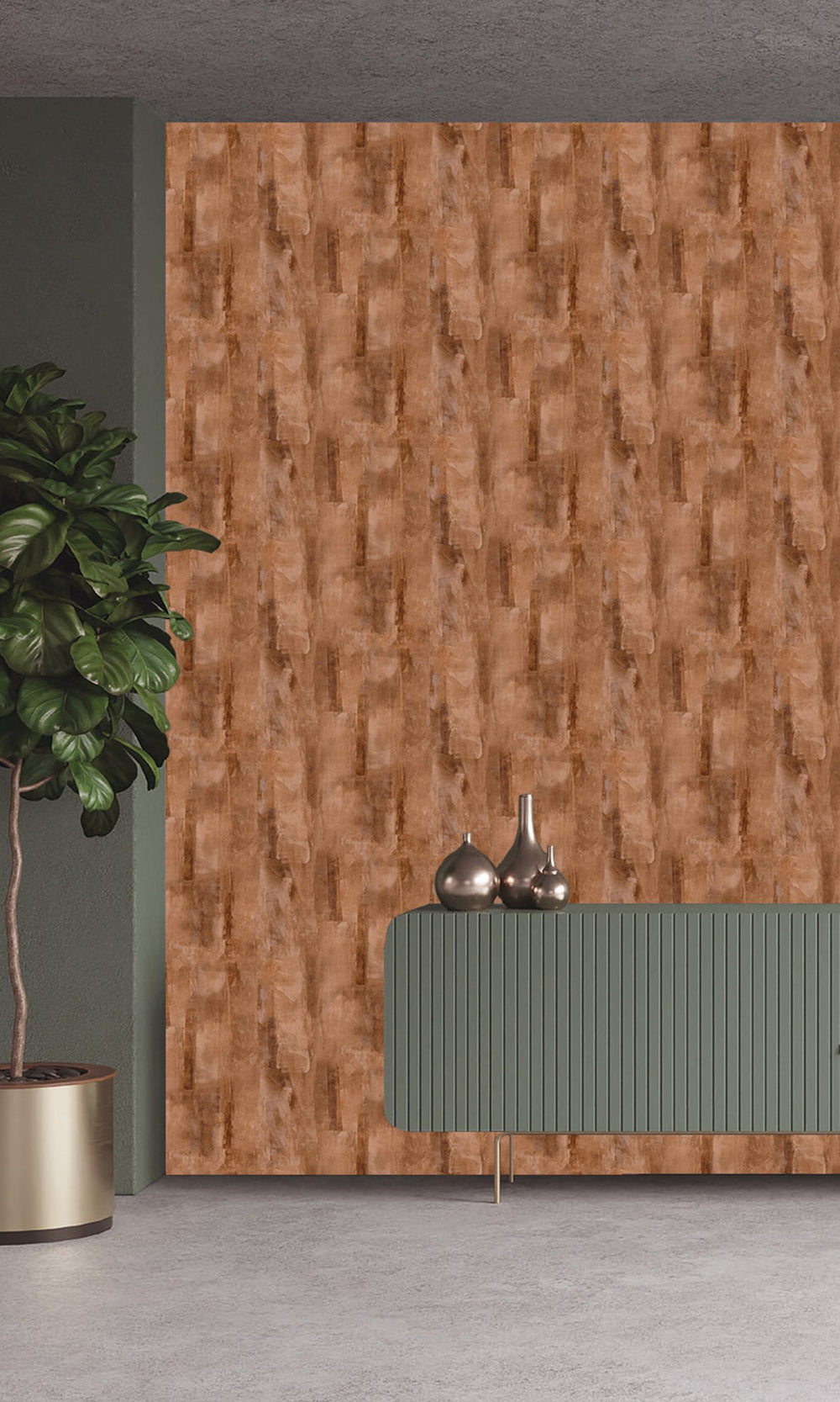 Whippet & Glazed Pears Scattered Block Faux Concrete Wallpaper R9939
