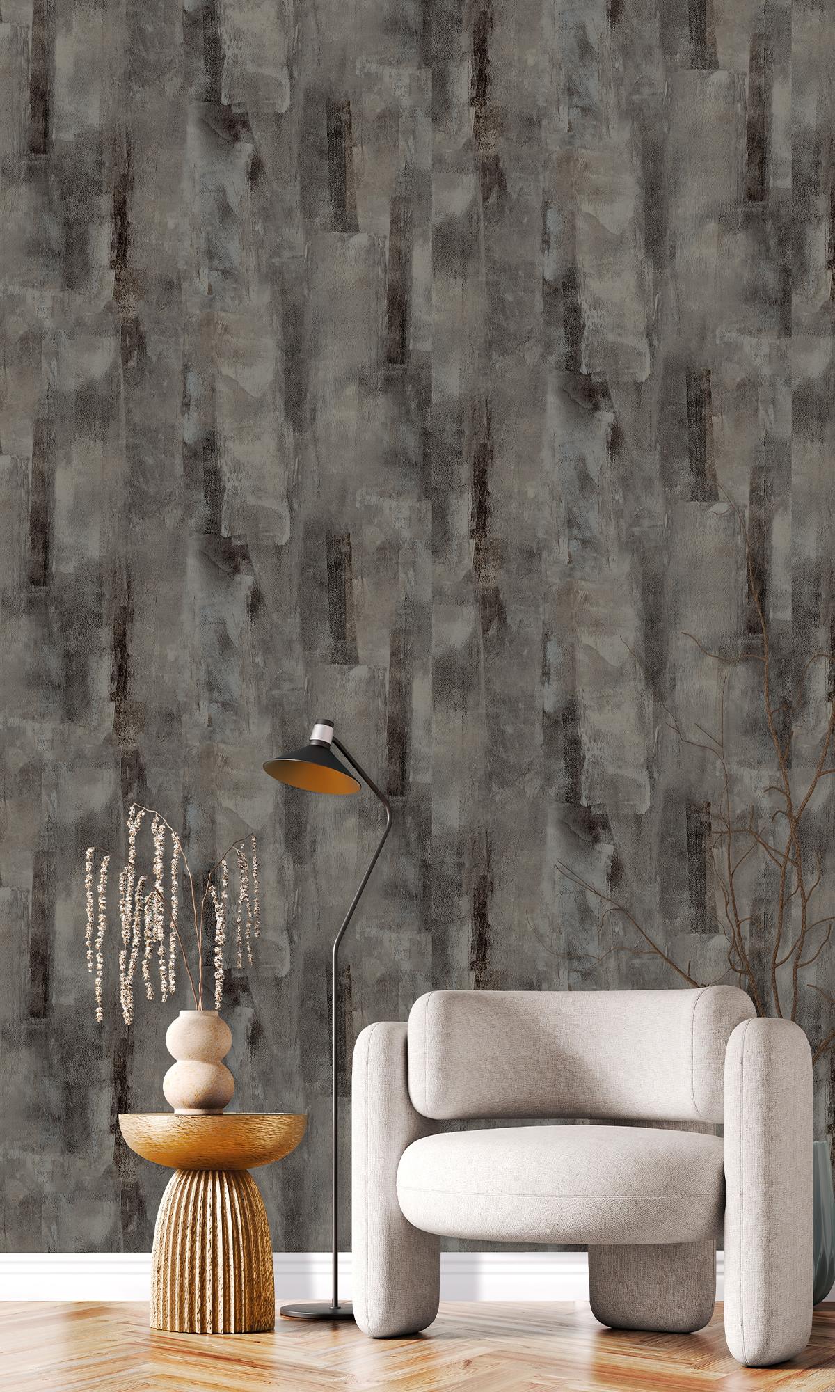 Maire & Weathered Brown Scattered Block Faux Concrete Wallpaper R9941