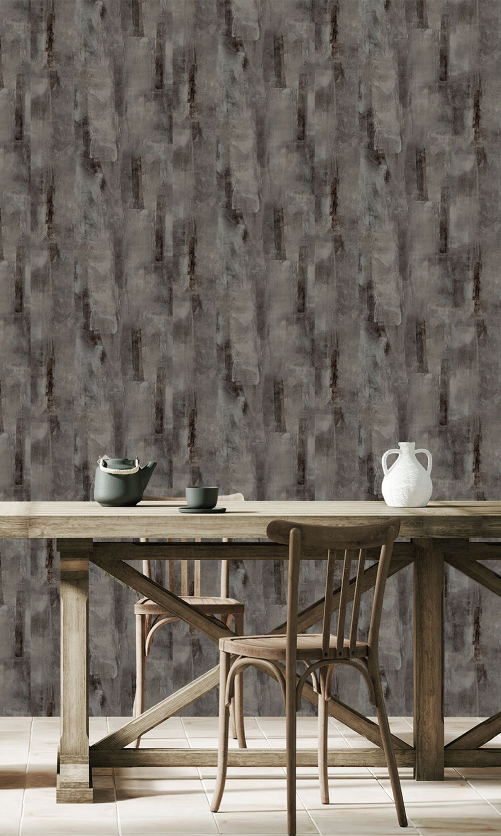 Maire & Weathered Brown Scattered Block Faux Concrete Wallpaper R9941