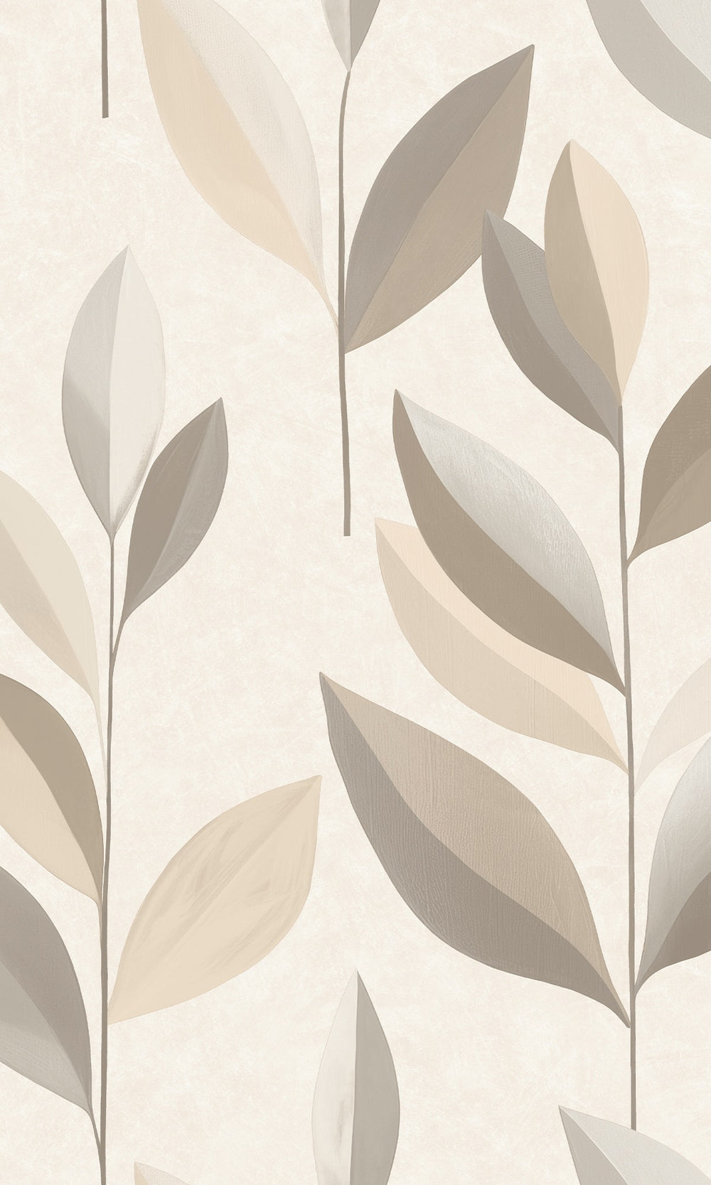 Earl Grey & Light Beige Stylized Plum Leaf Wallpaper R9943