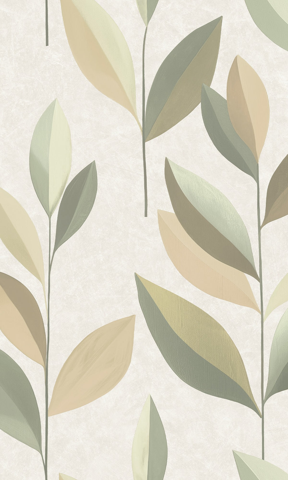 Sand Blast & Kosher Khaki Stylized Plum Leaf Wallpaper R9944