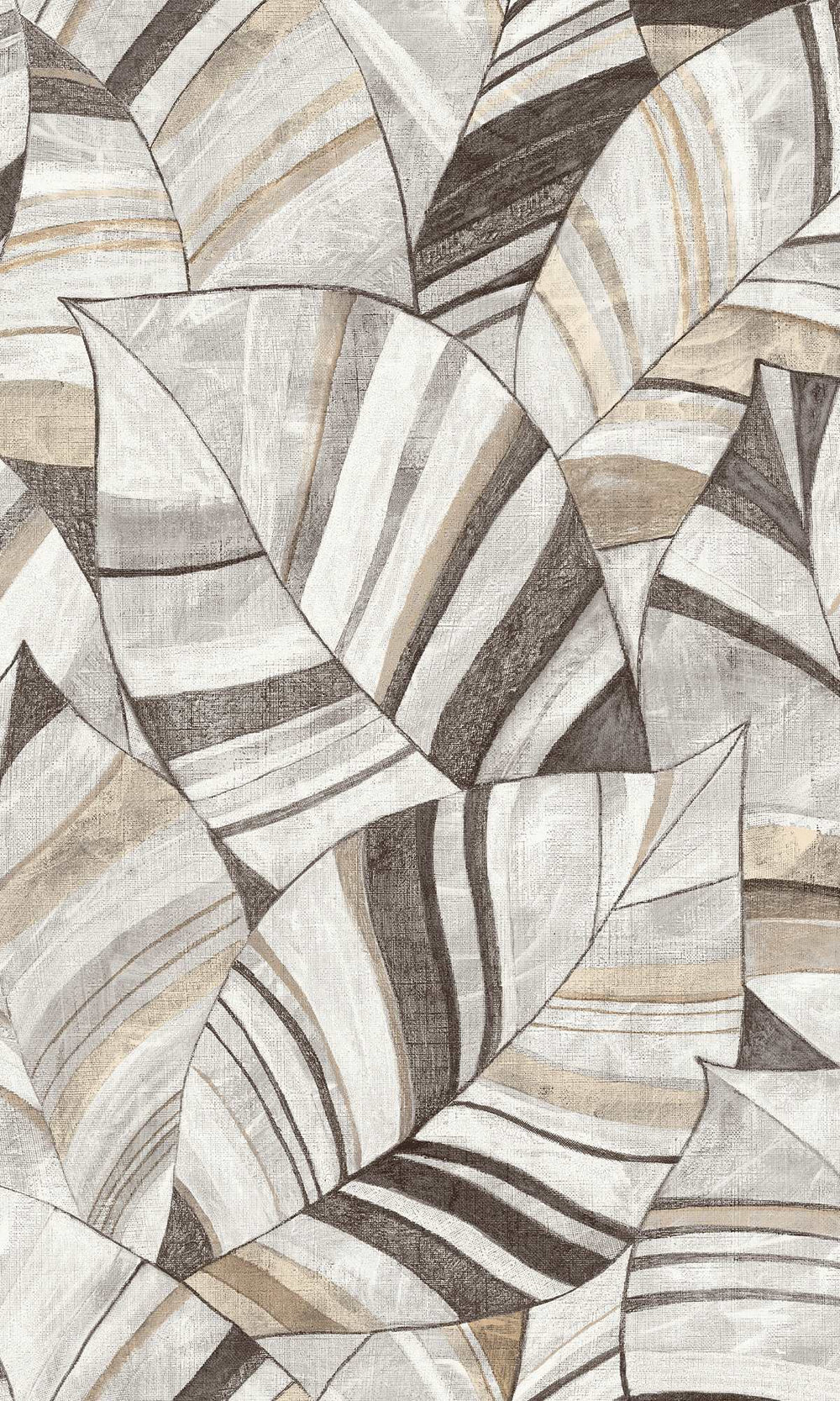 Morrel Brown & Soft Amber Overlapping Pen Drawn Leaves Wallpaper R9947