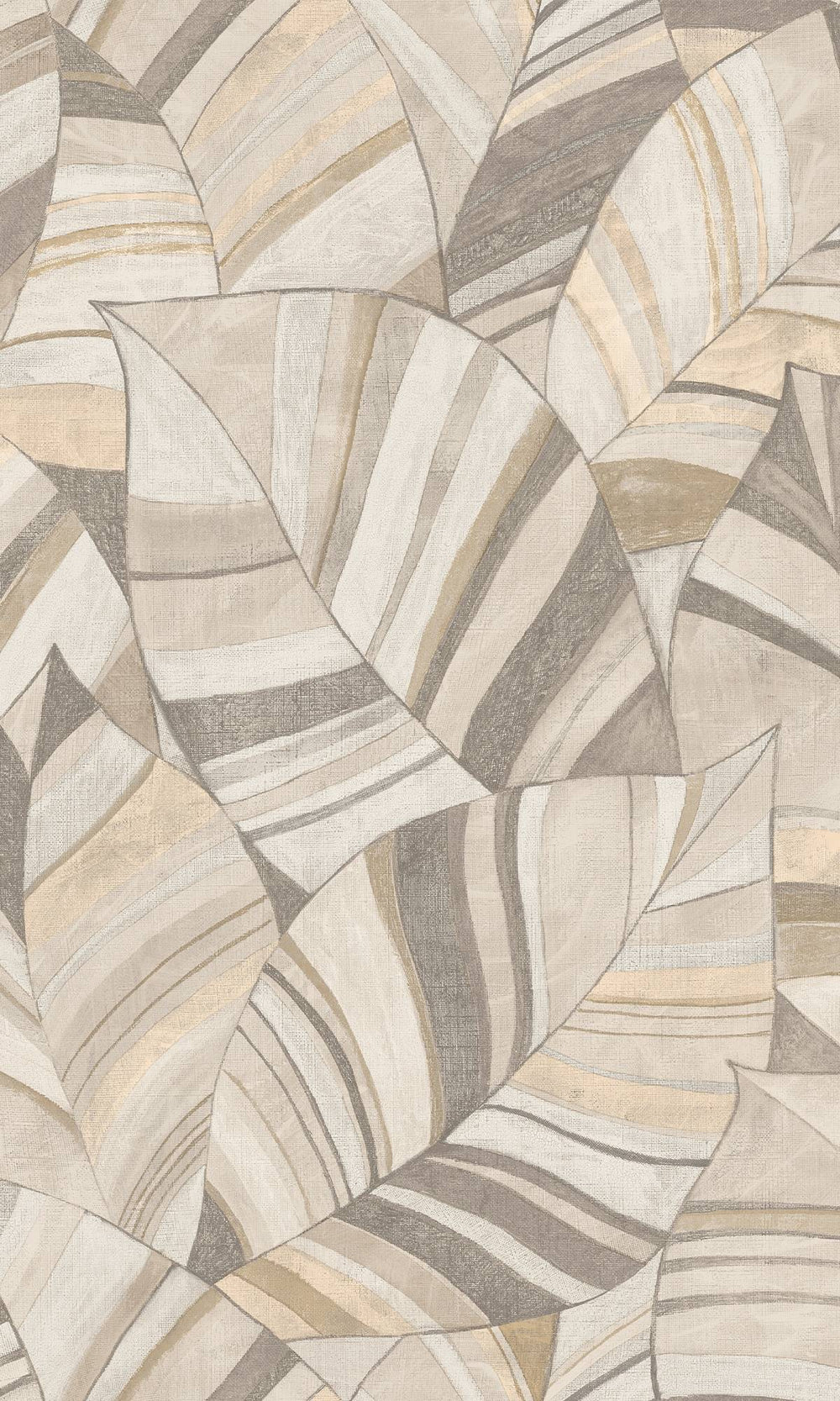 Sepia Stone & Zorba Gray Overlapping Pen Drawn Leaves Wallpaper R9948