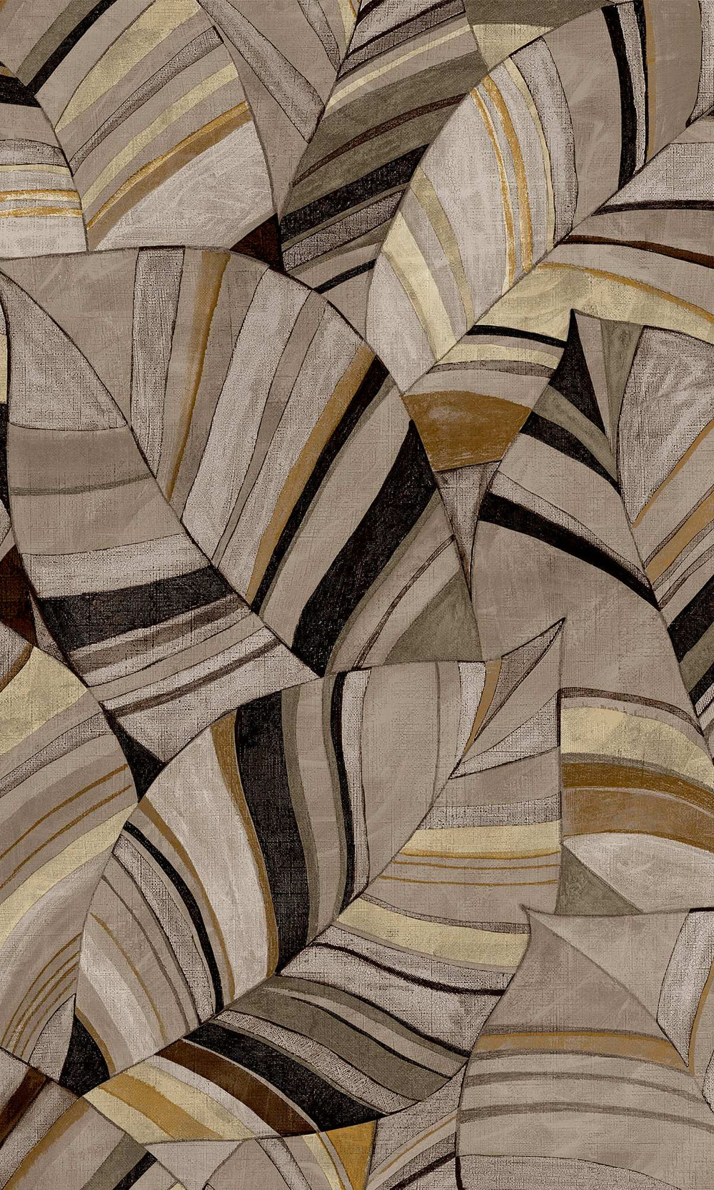 Duqqa Brown & Bungalow Taupe Overlapping Pen Drawn Leaves Wallpaper R9950